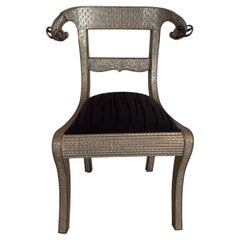 Vintage Anglo Indian Repousse Ram's Head Chair - 1 von 8