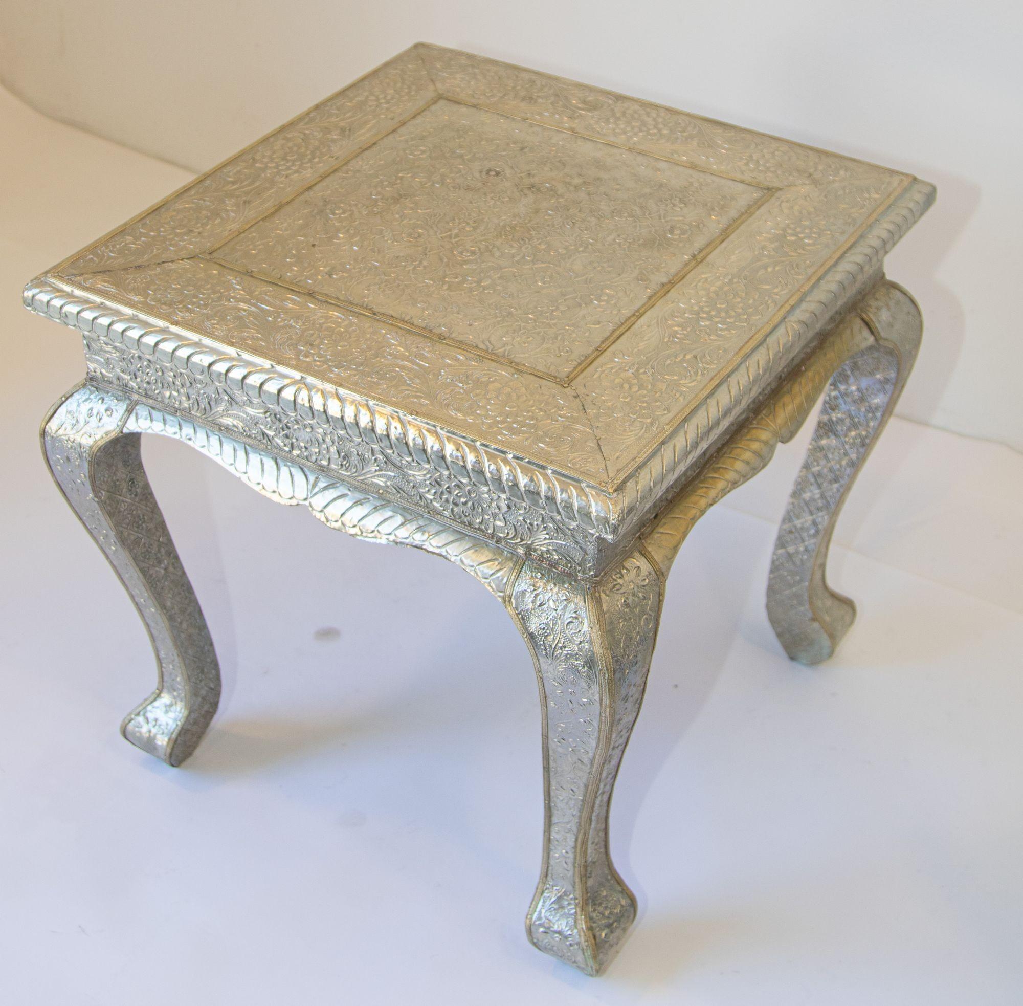 Vintage Anglo-Indian Silver Clad Side Low Table For Sale 3