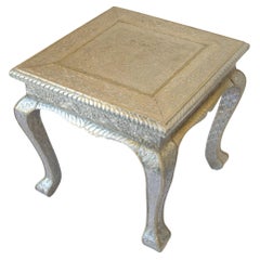 Tavolino anglo-indiano d'epoca rivestito in argento