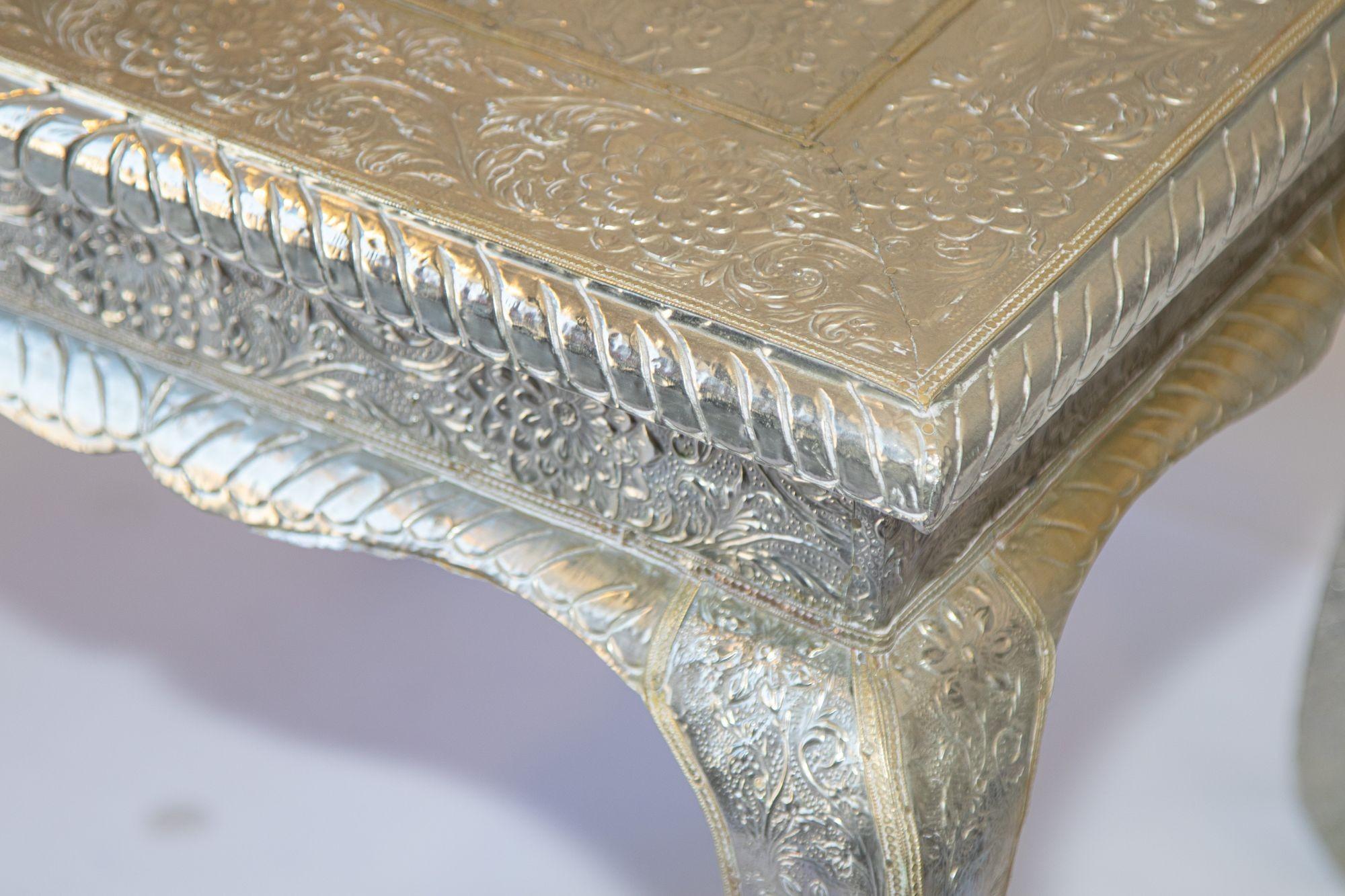 Vintage Anglo-Indian Silver Clad Side Low Table For Sale 5
