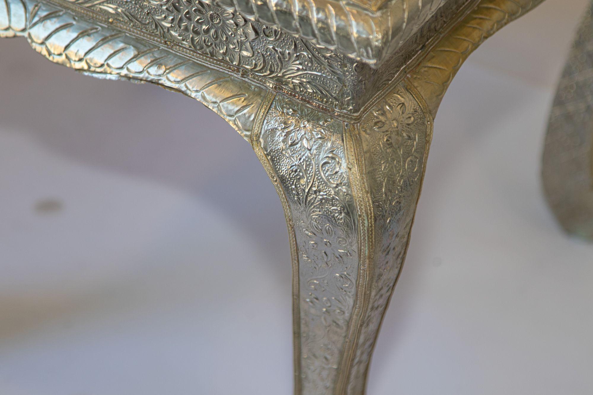 Vintage Anglo-Indian Silver Clad Side Low Table For Sale 6