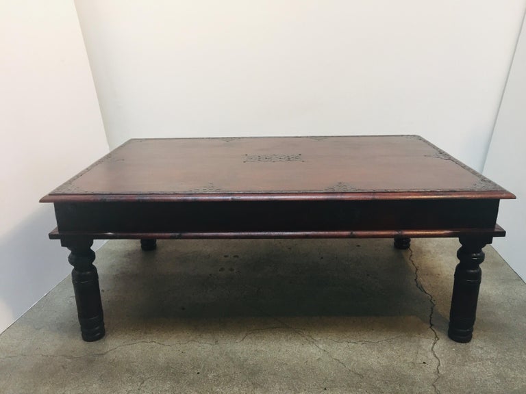 Colonial Revival Vintage Anglo-Indian Teak Coffee Table For Sale