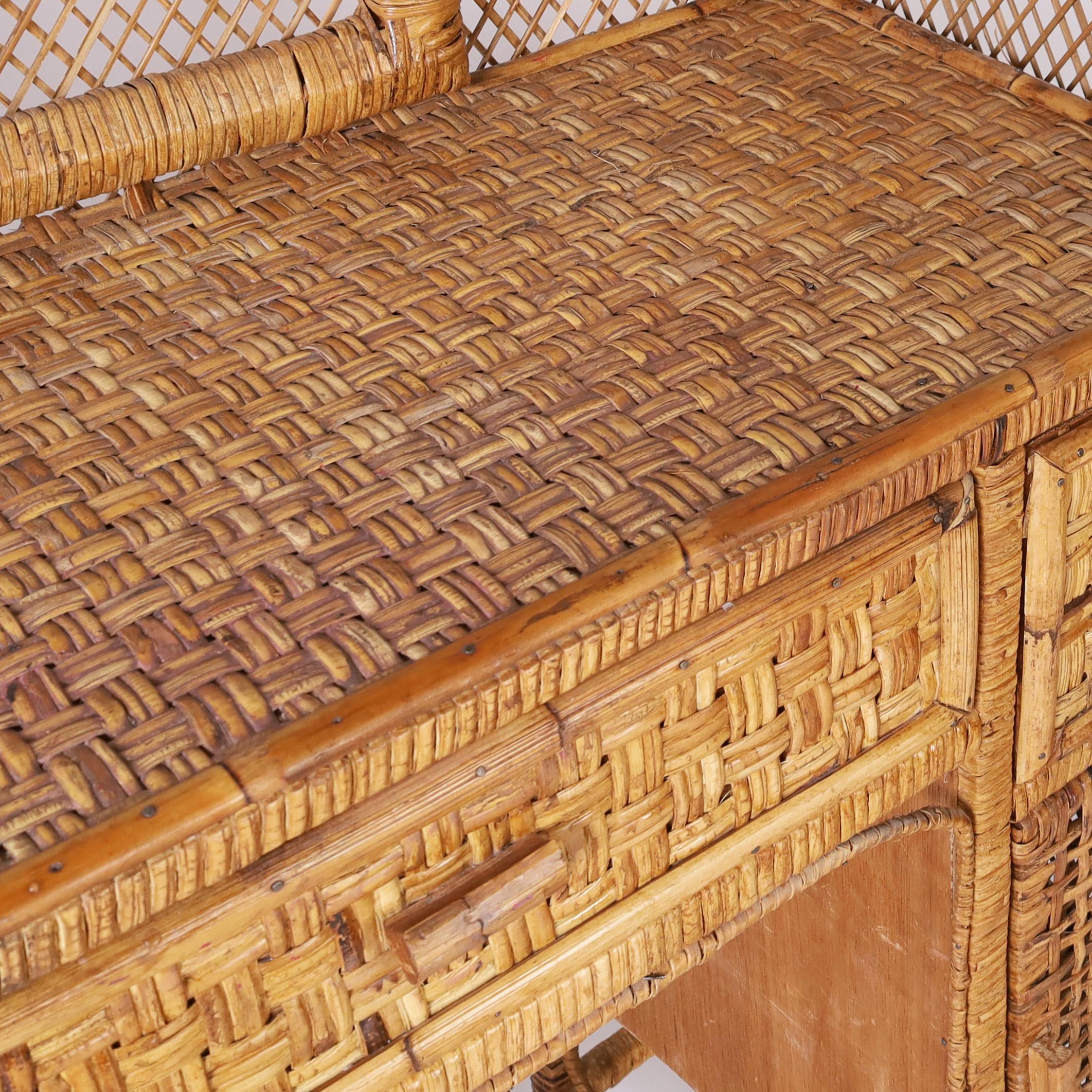 Vintage Anglo Indian Wicker und Rattan Pfau Eitelkeit im Zustand „Gut“ im Angebot in Palm Beach, FL