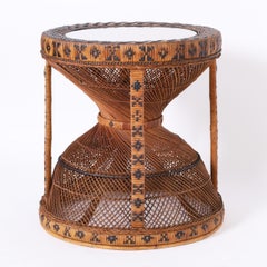 Vintage Anglo Indian Wicker and Reed Accent Table or Stand
