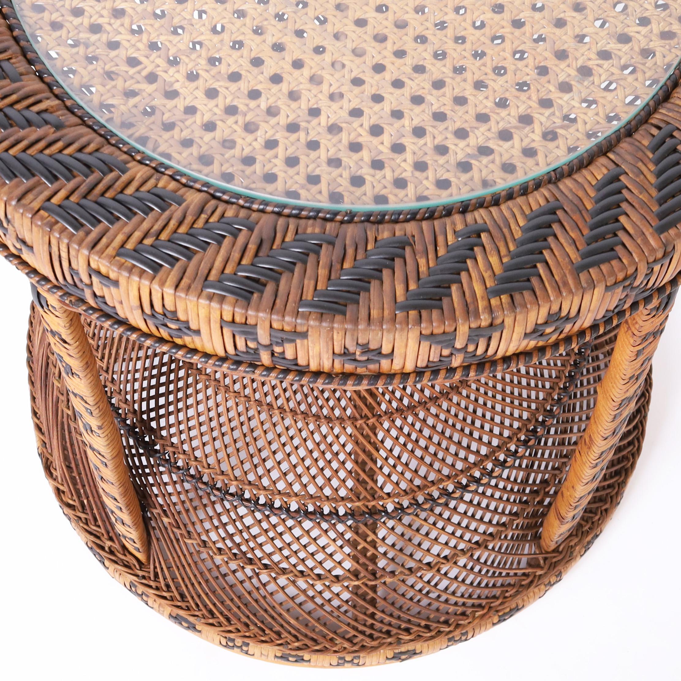Vintage Anglo Indian Wicker and Reed Accent Table or Stand In Good Condition In Palm Beach, FL