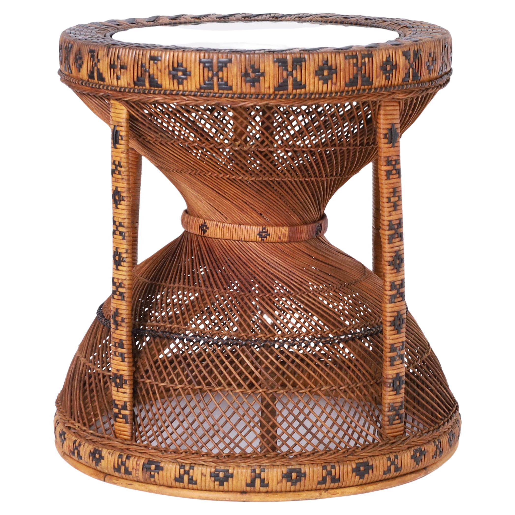 Vintage Anglo Indian Wicker and Reed Accent Table or Stand