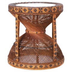 Table d'appoint ou Stand Vintage Anglo Indien en osier et roseau