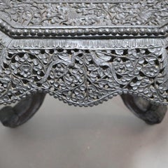 Vintage Anglo Italian Figural Lion Carved Rosewood Octagonal Low Table