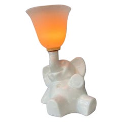 Vintage Animal Elephant Porcelain Glass Table Lamp