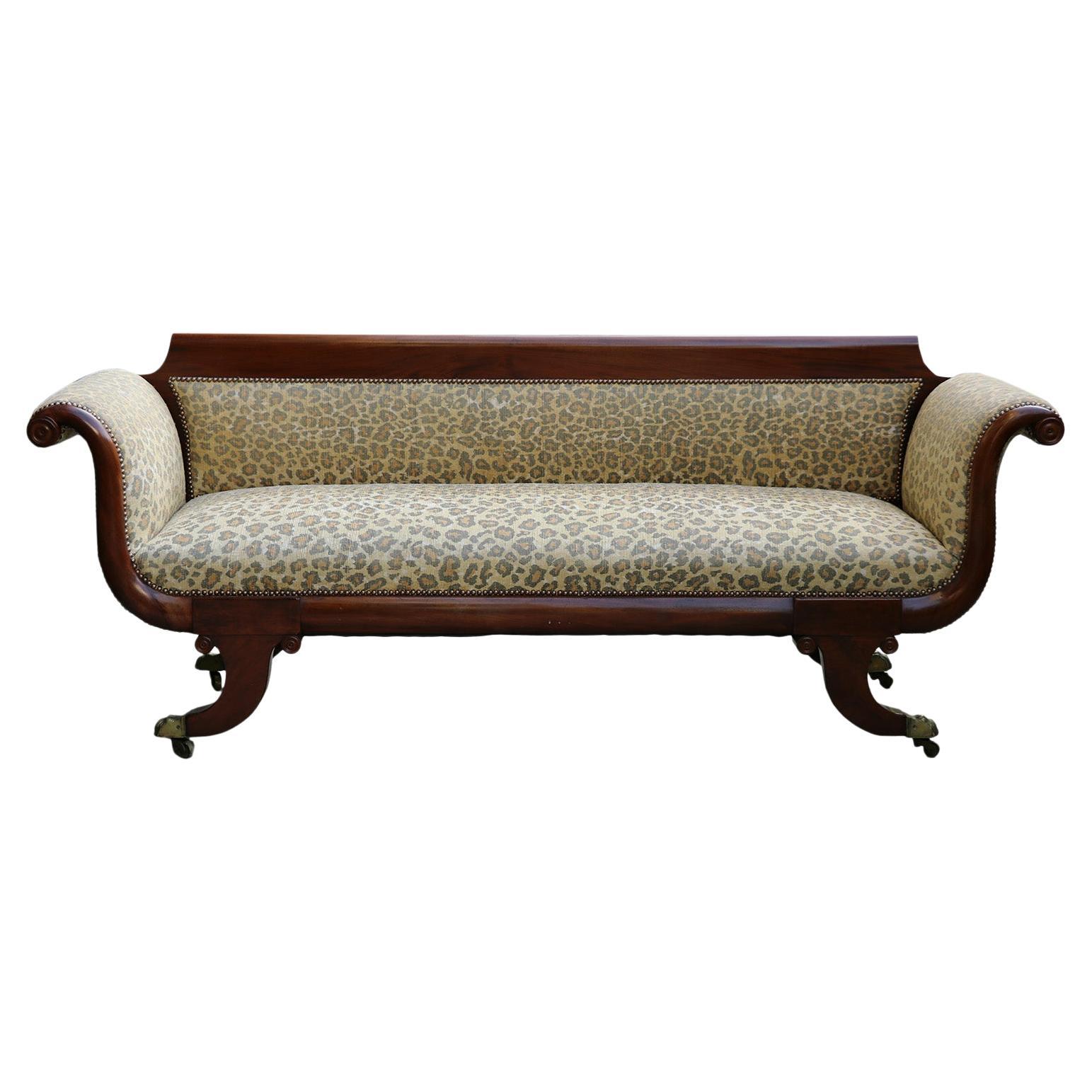 Vintage Animal Pattern Chaise Lounge For Sale