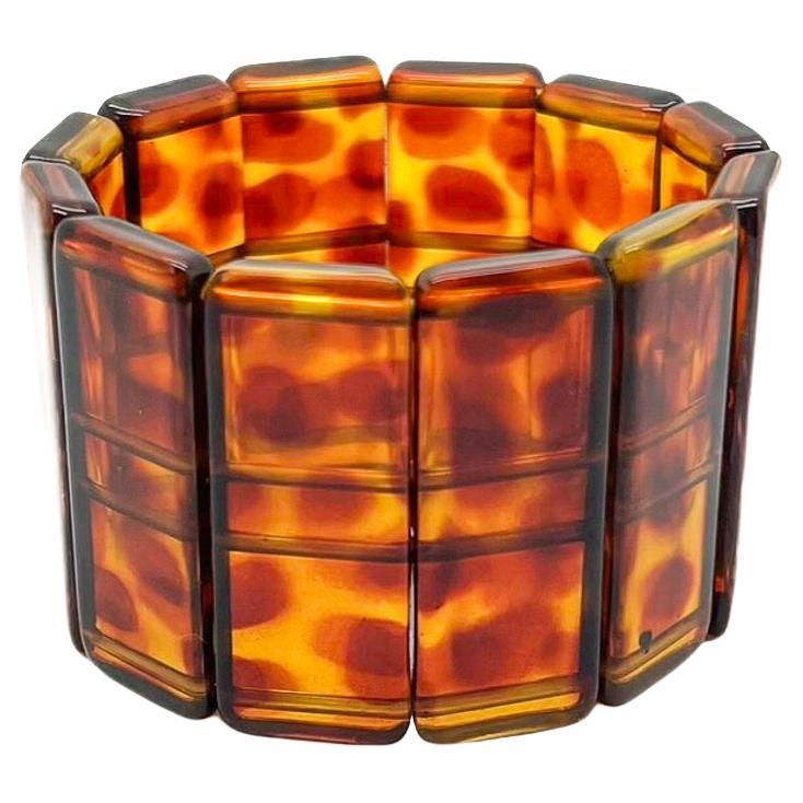 Manchette vintage à imprimé animalier 1980 en vente