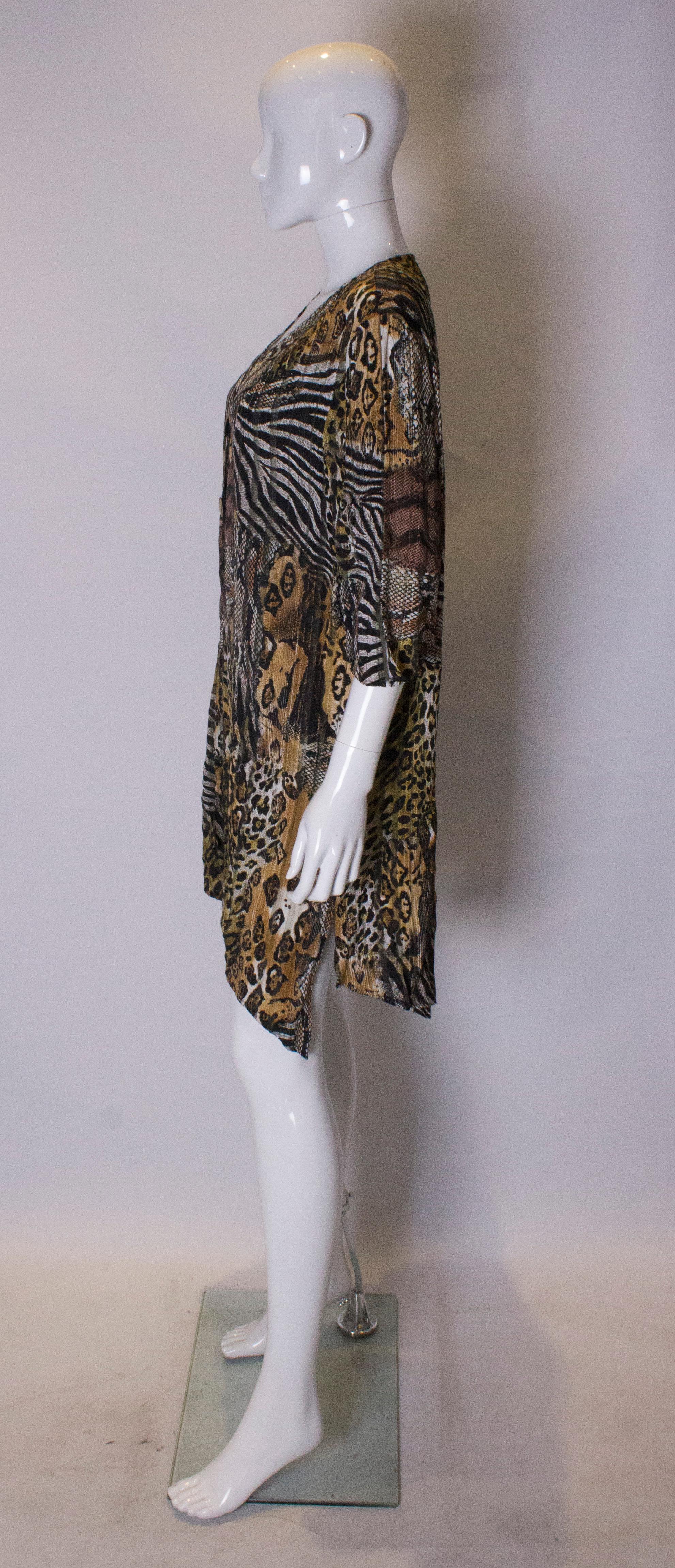 Women's Vintage V Neckline Animal Print Jacket or/Mini Dress For Sale