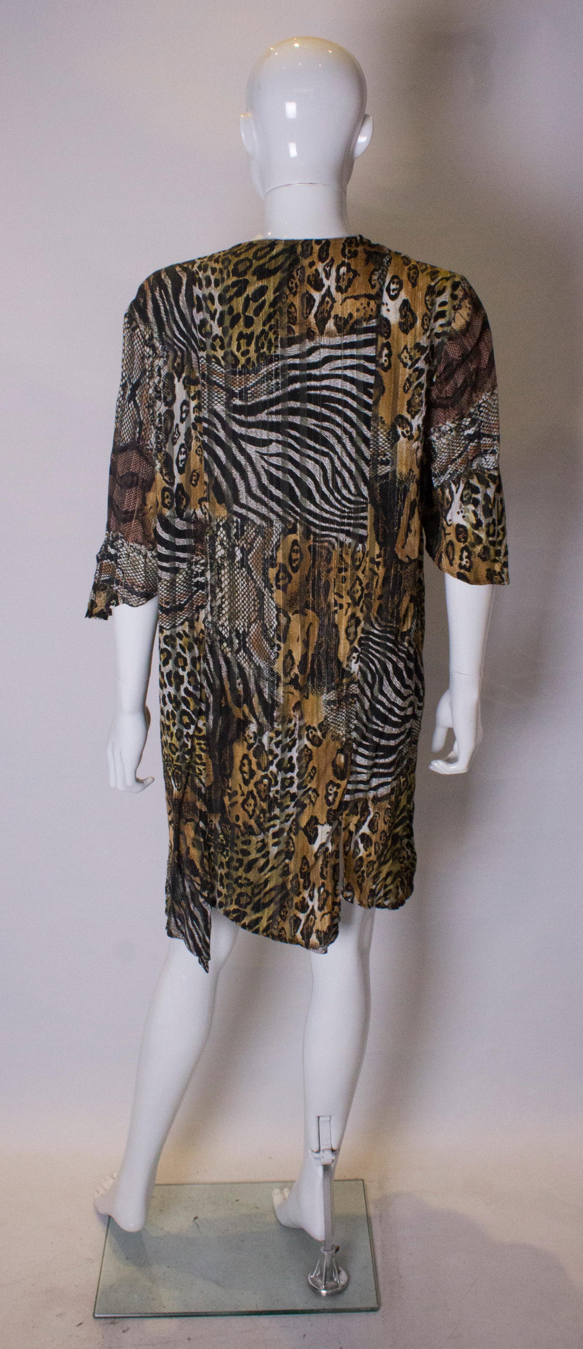 Vintage V Neckline Animal Print Jacket or/Mini Dress For Sale 2