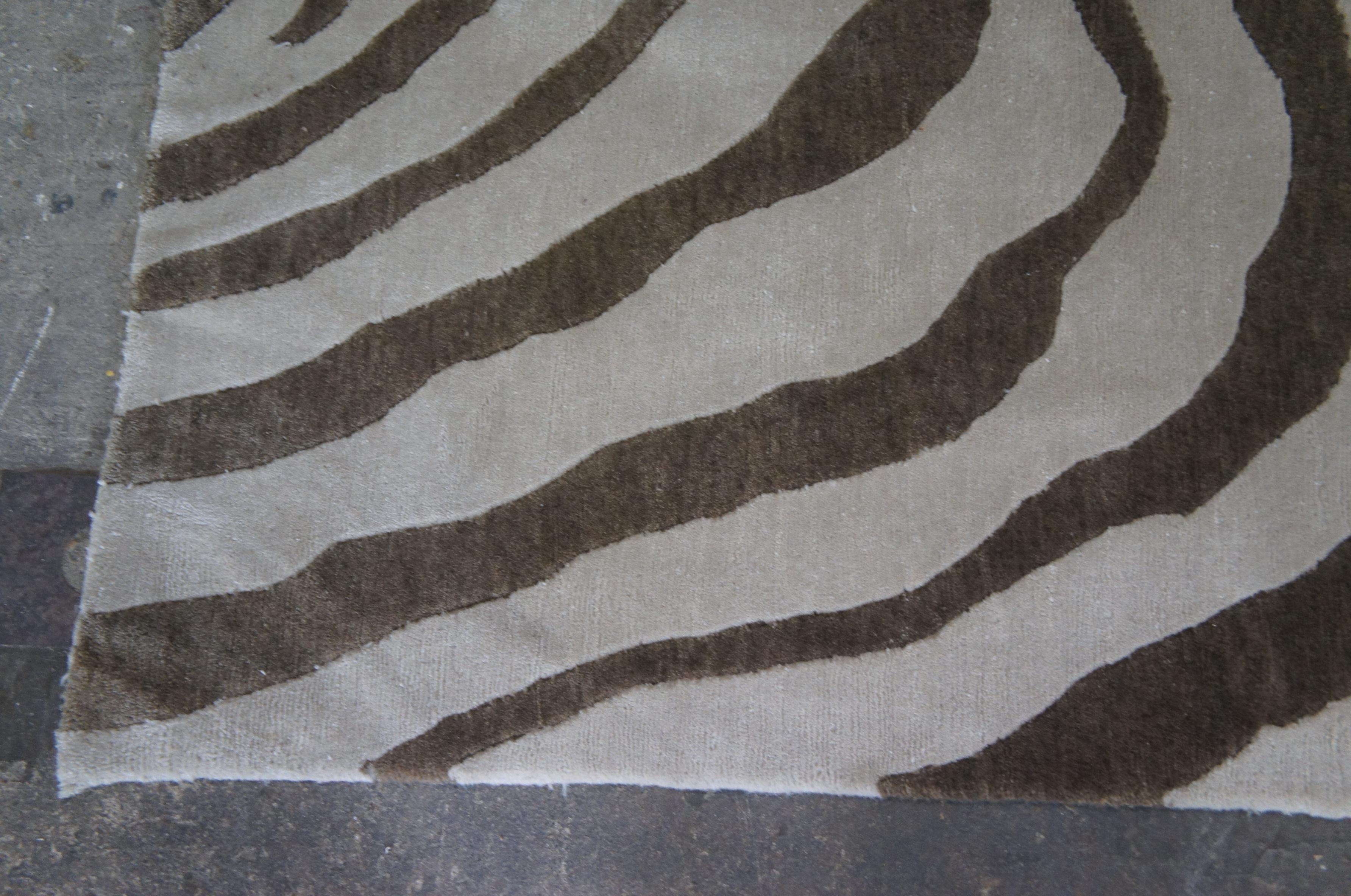 Vintage Animal Print Modern Brown & Beige Zebra Are Rug Carpet 8' x 11'  For Sale 1