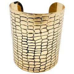 Vintage Animal Print Statement Gold Amulet Cuff