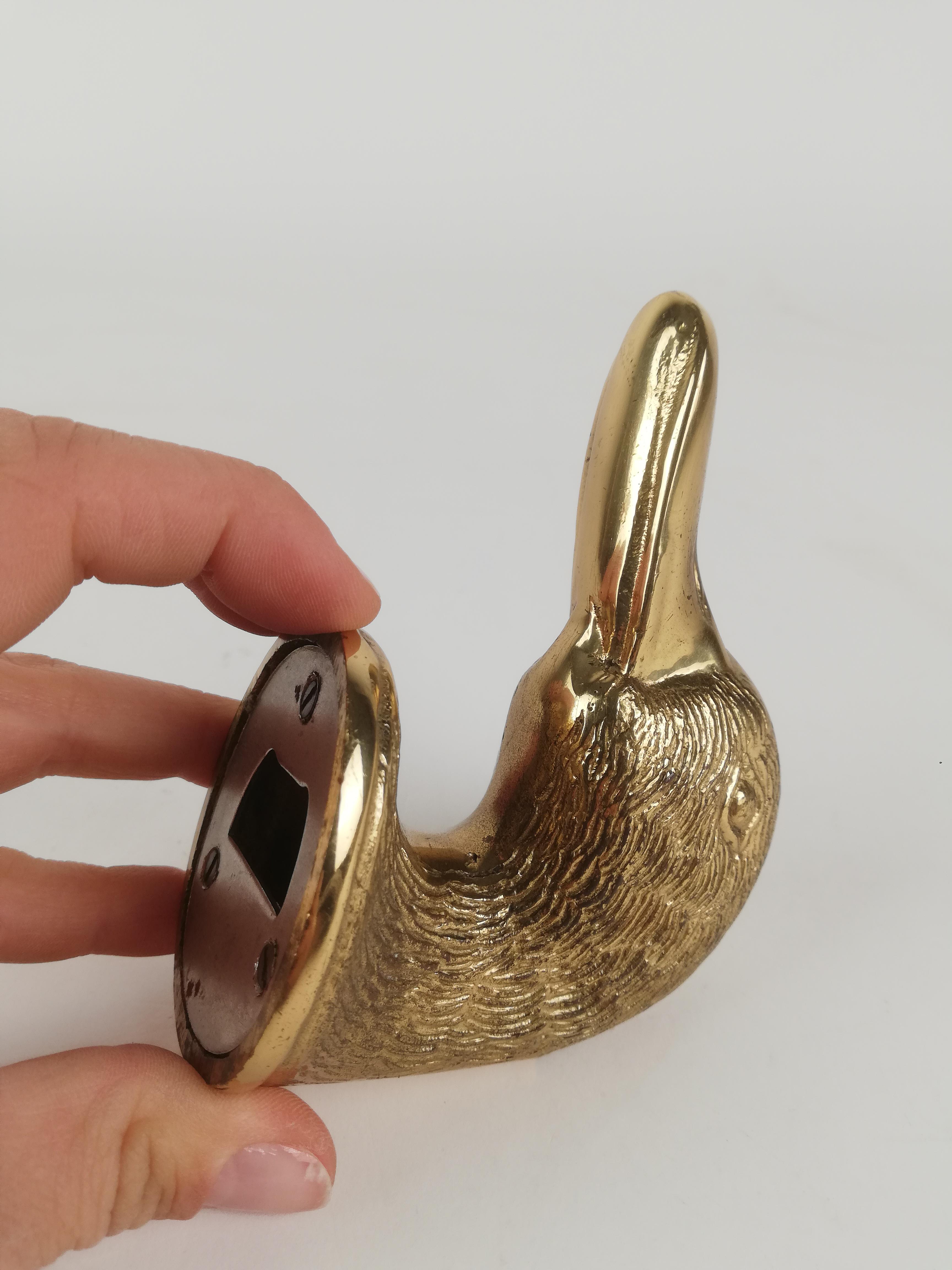 Metal Vintage Animal's Head Bottle Opener in the Style of Gucci, Brass Sculptural Duck For Sale