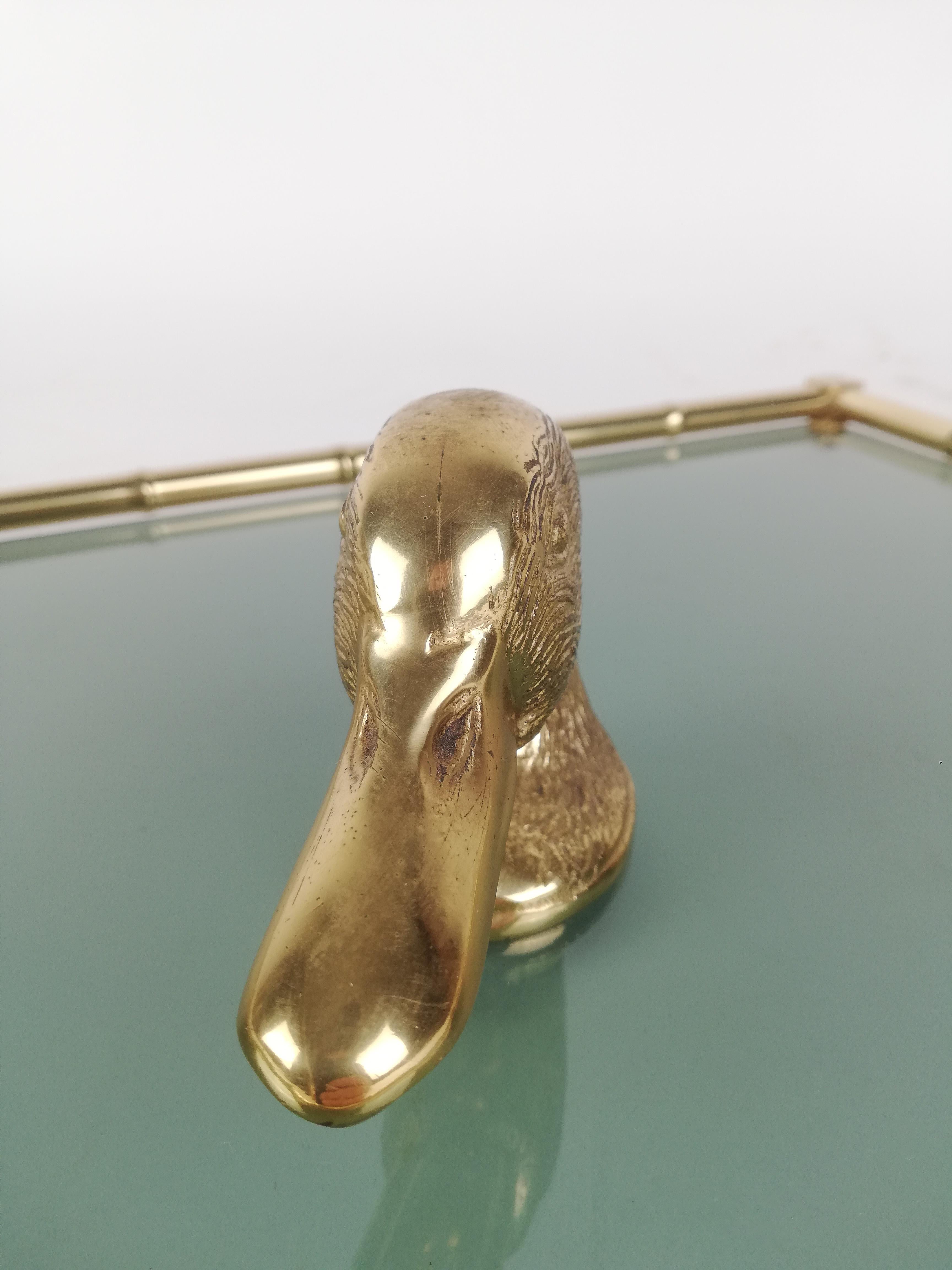 Vintage Animal's Head Bottle Opener in the Style of Gucci, Brass Sculptural Duck For Sale 4