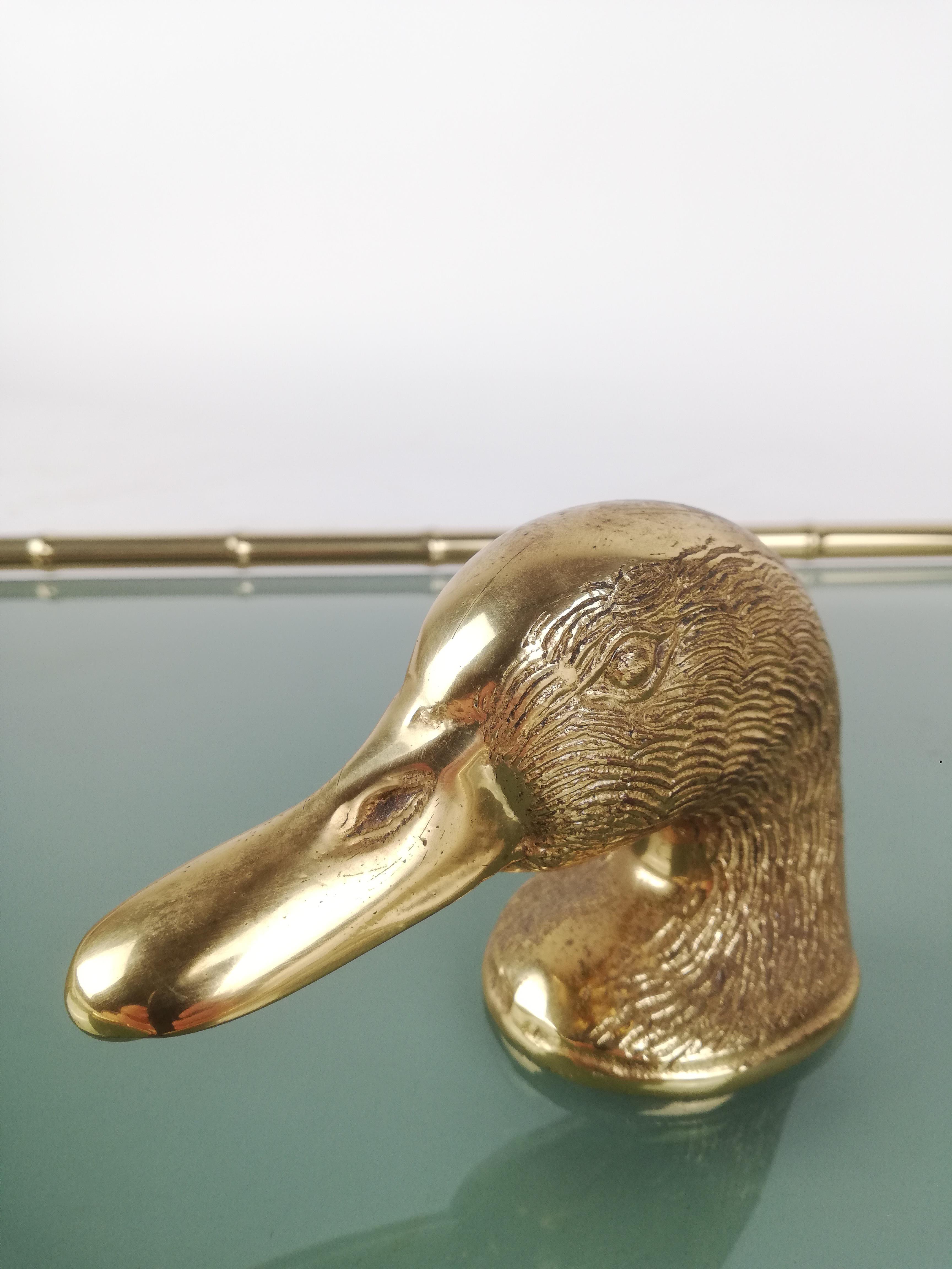 Vintage Animal's Head Bottle Opener in the Style of Gucci, Brass Sculptural Duck For Sale 5