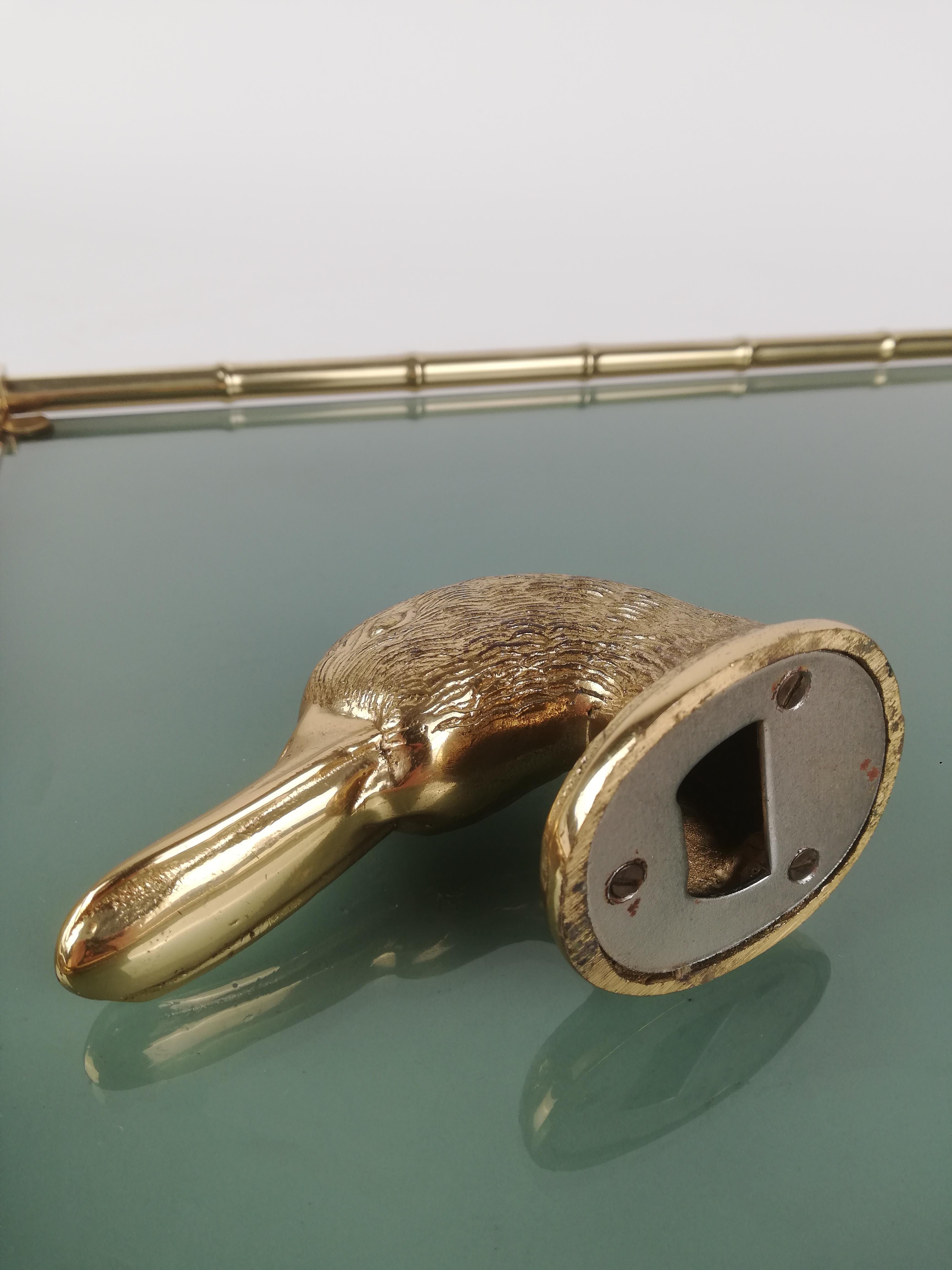 Vintage Animal's Head Bottle Opener in the Style of Gucci, Brass Sculptural Duck For Sale 7