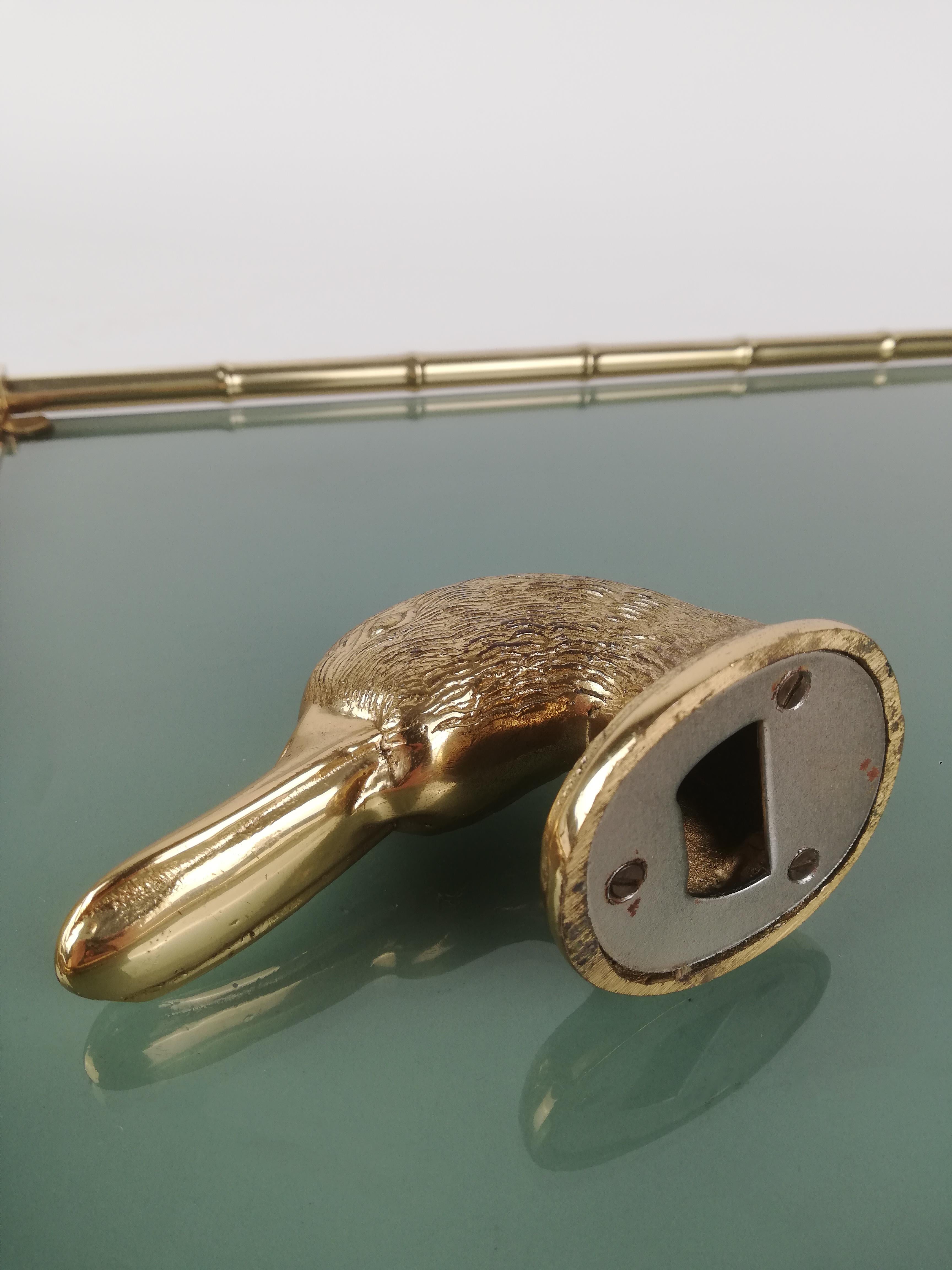 Vintage-Tierskopf-Flaschenöffner mit Tierkopf im Stil von Gucci, Skulpturale Ente aus Messing 7