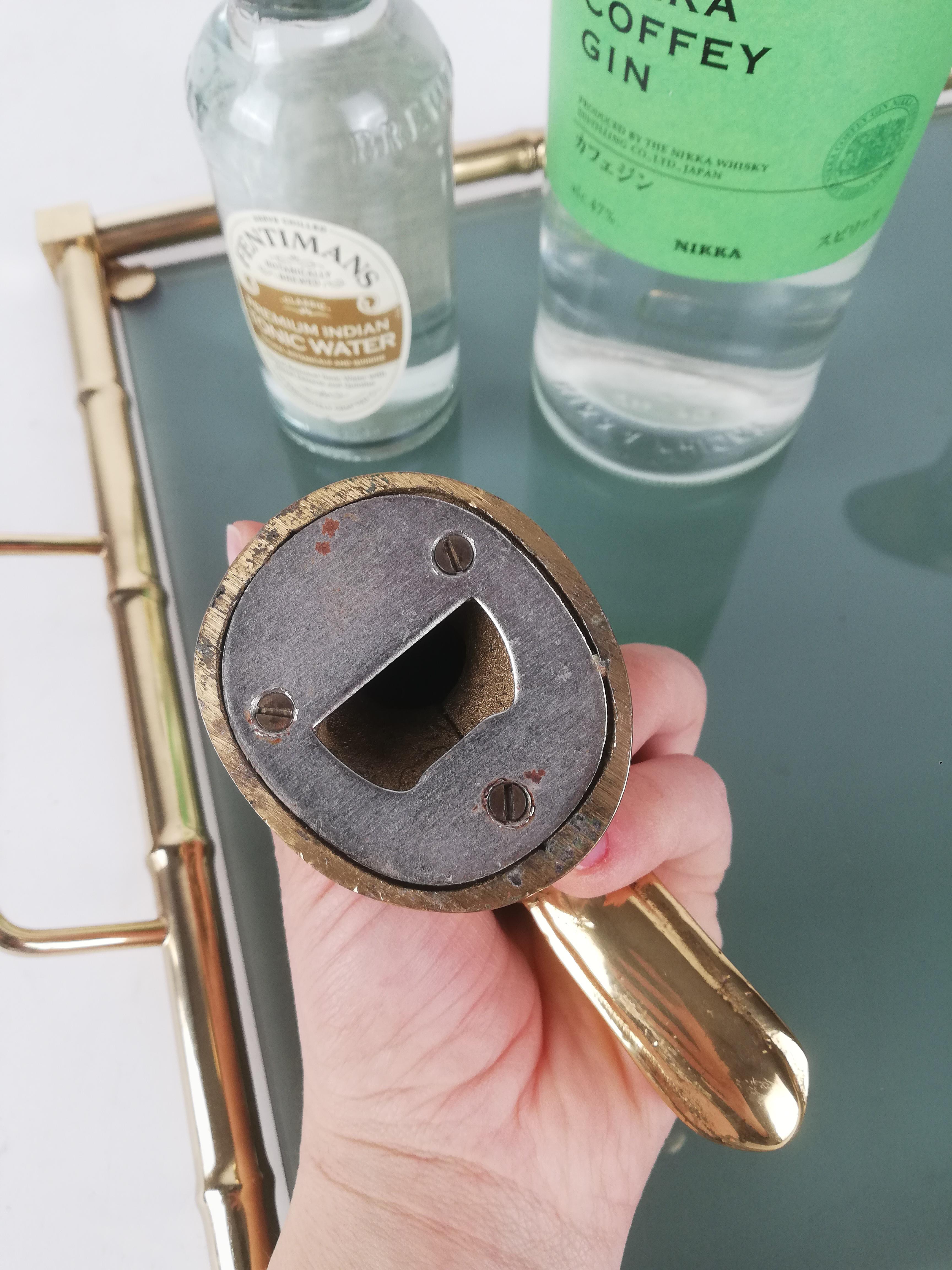 European Vintage Animal's Head Bottle Opener in the Style of Gucci, Brass Sculptural Duck For Sale