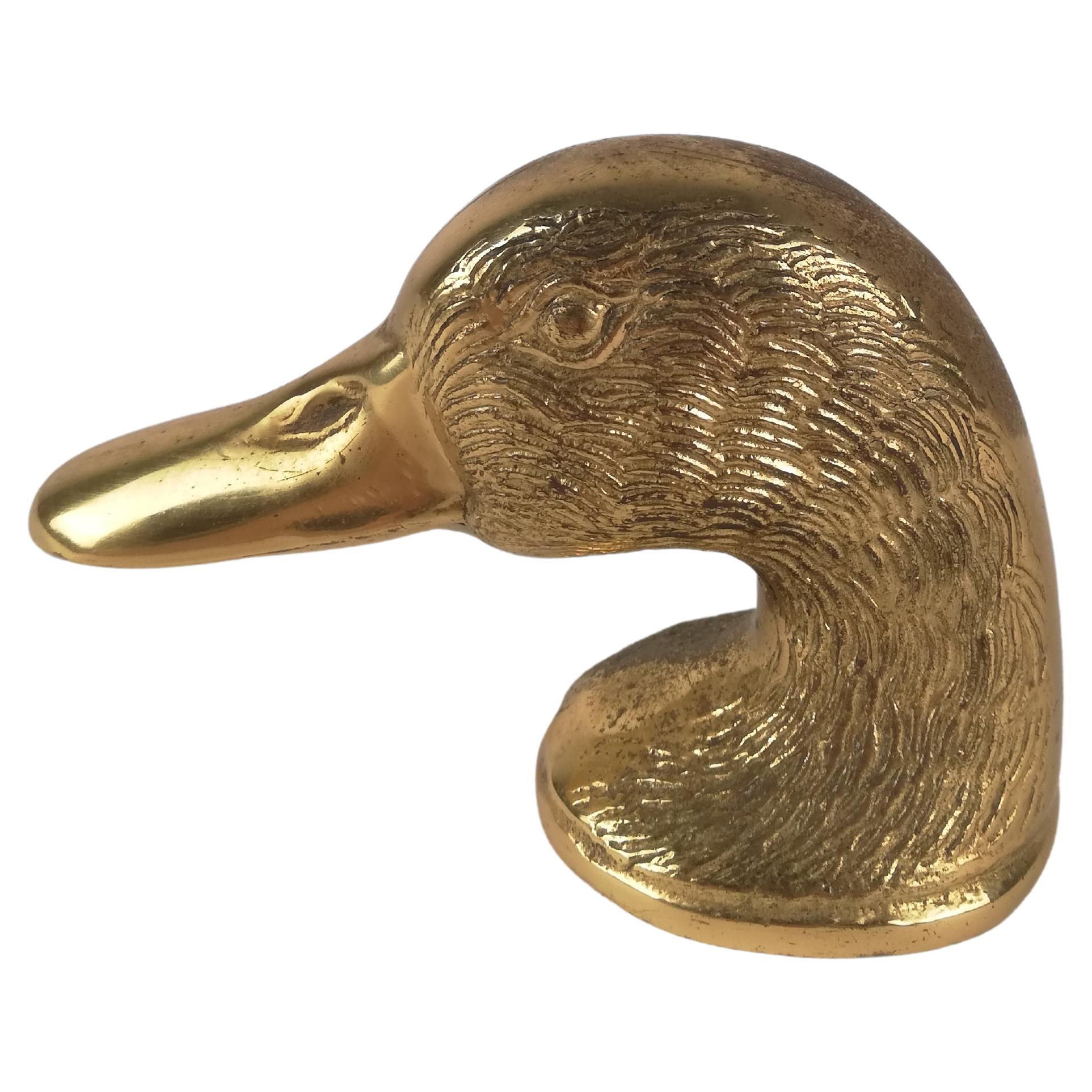 Vintage Animal's Head Bottle Opener in the Style of Gucci, Brass Sculptural Duck For Sale