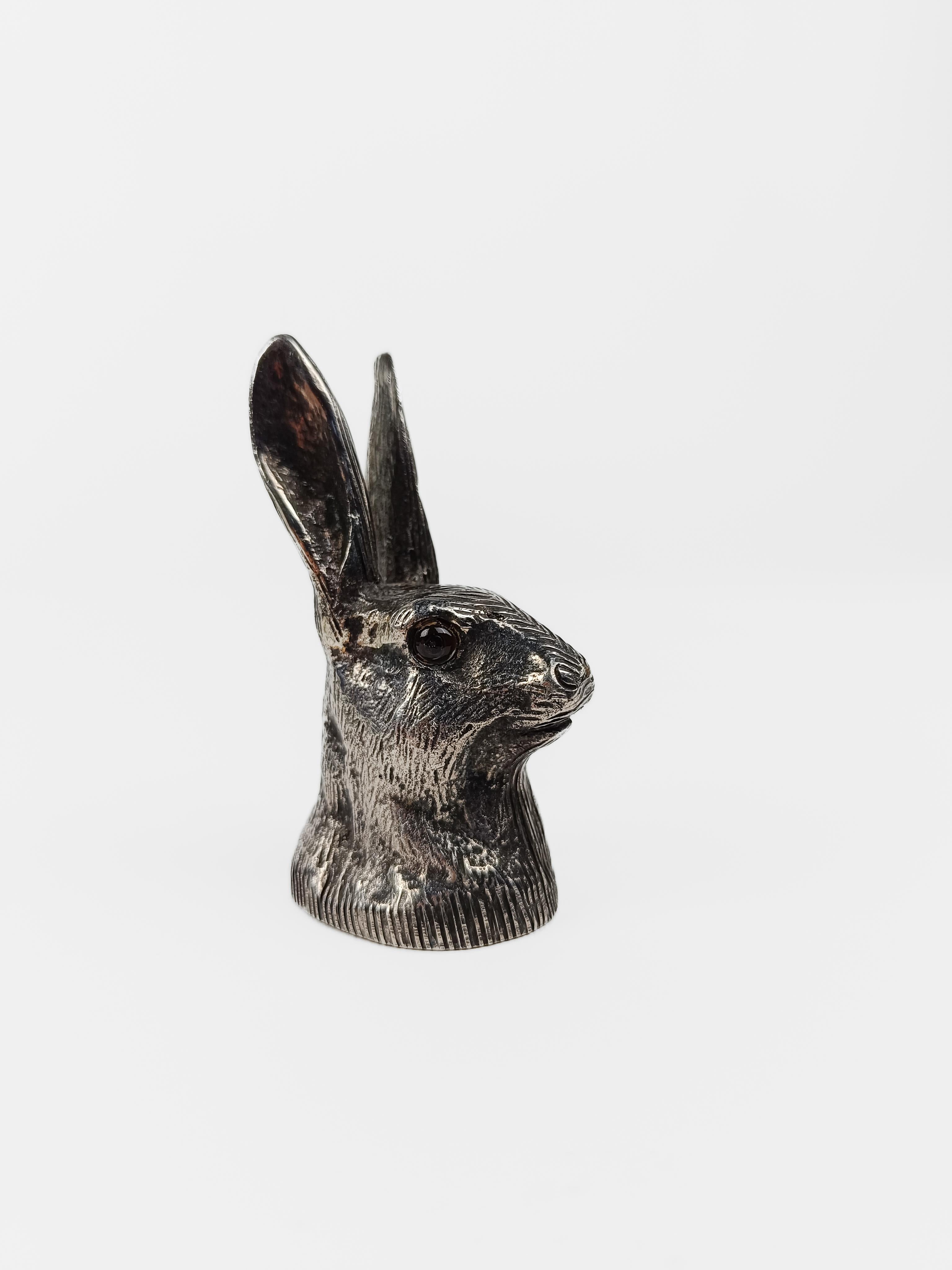Vintage Animal's Head Bottle Opener in the Style of Gucci, Silver Plated Hare For Sale 5