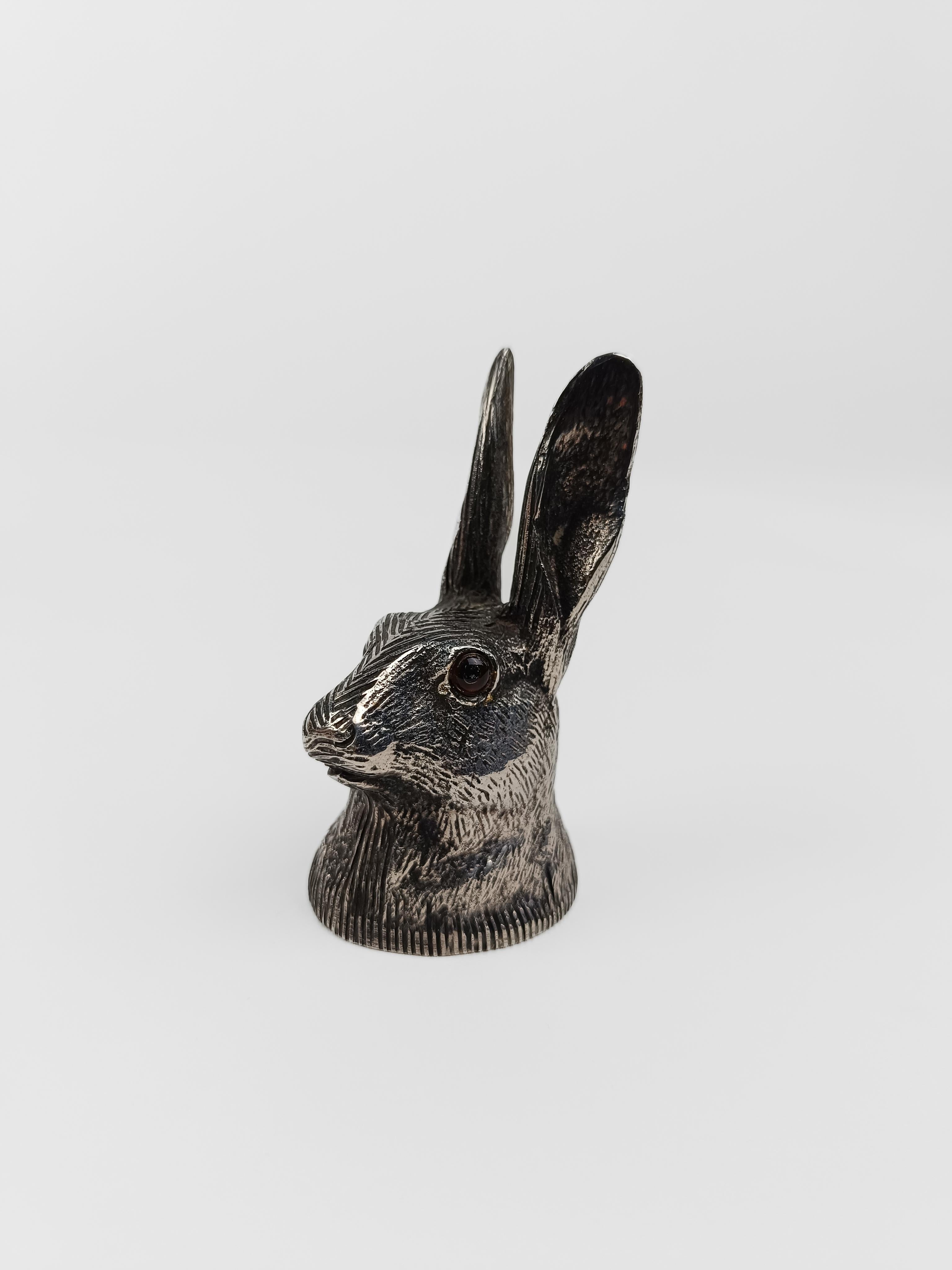 Vintage Animal's Head Bottle Opener in the Style of Gucci, Silver Plated Hare For Sale 8