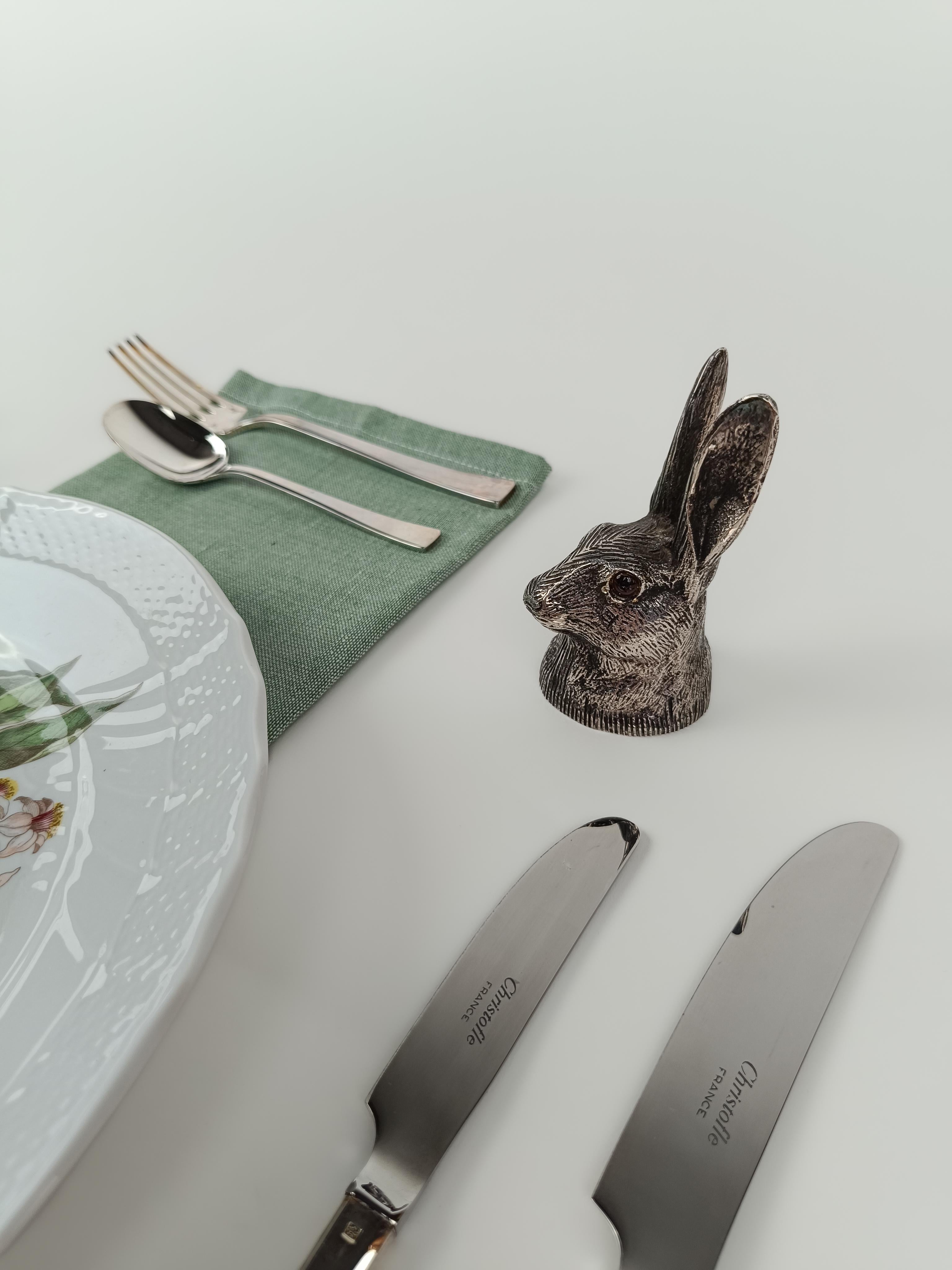 Late 20th Century Vintage Animal's Head Bottle Opener in the Style of Gucci, Silver Plated Hare For Sale