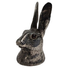 Vintage Animal's Head Bottle Opener in the Style of Gucci, Silver Plated Hare