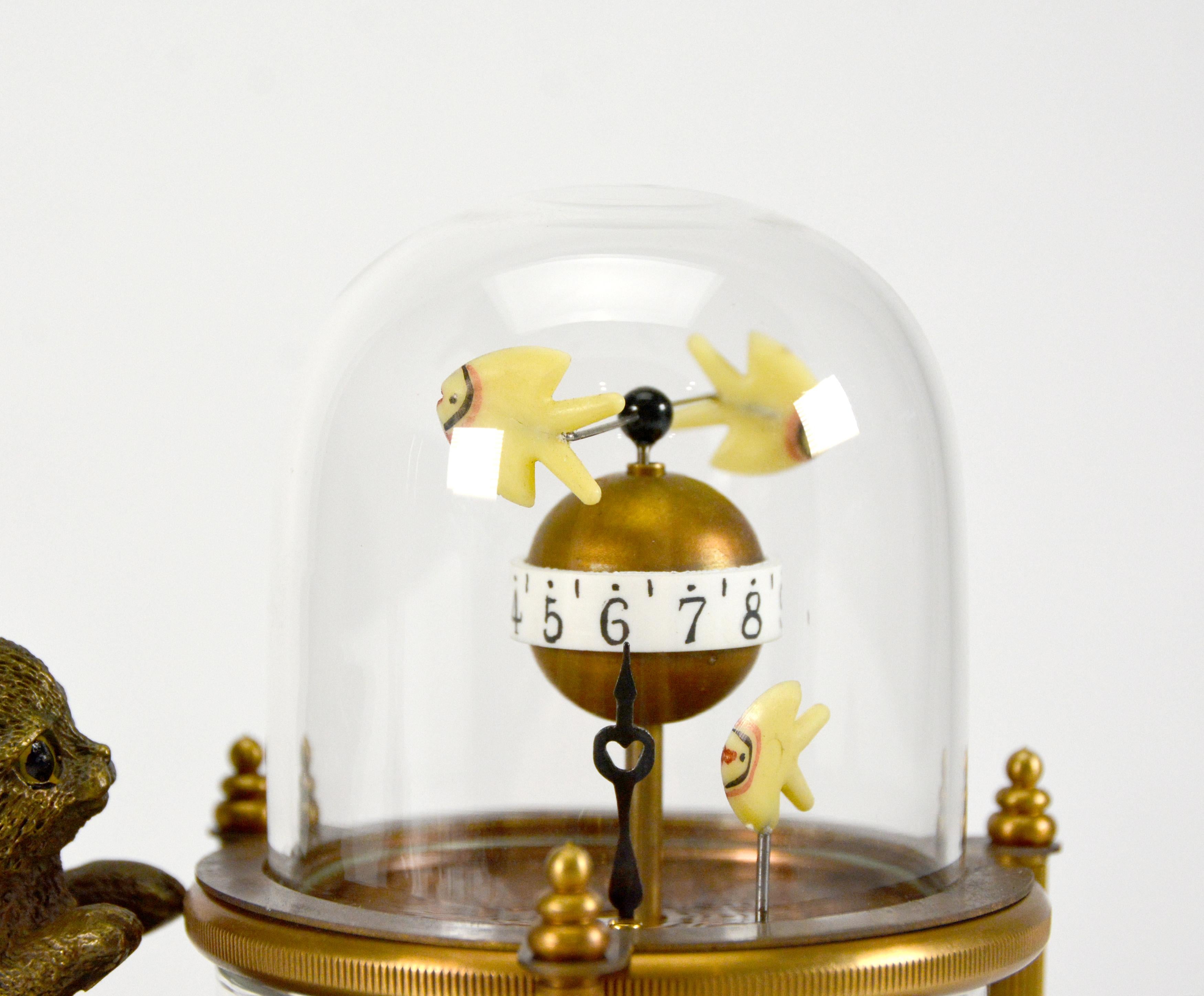 Vintage Animated Kitten Cat Catching Fish Novelty Clock For Sale at 1stDibs