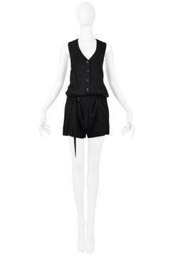 Vintage Ann Demeulemeester Black Wool Romper