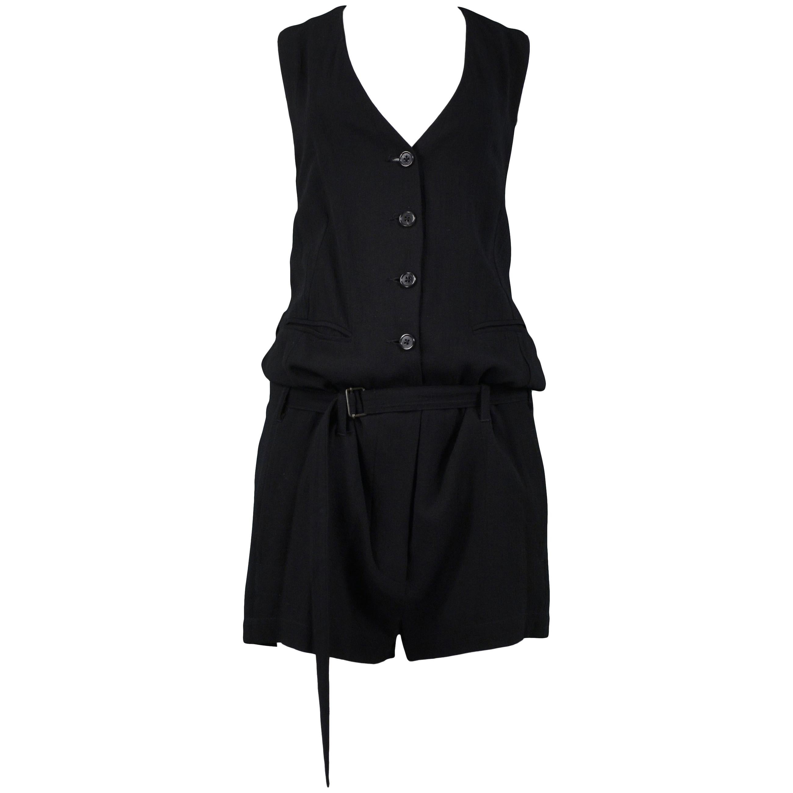 Vintage Ann Demeulemeester Black Wool Romper