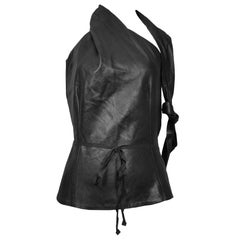 Vintage Ann Demeulemeester Leather Open Back Halter Top