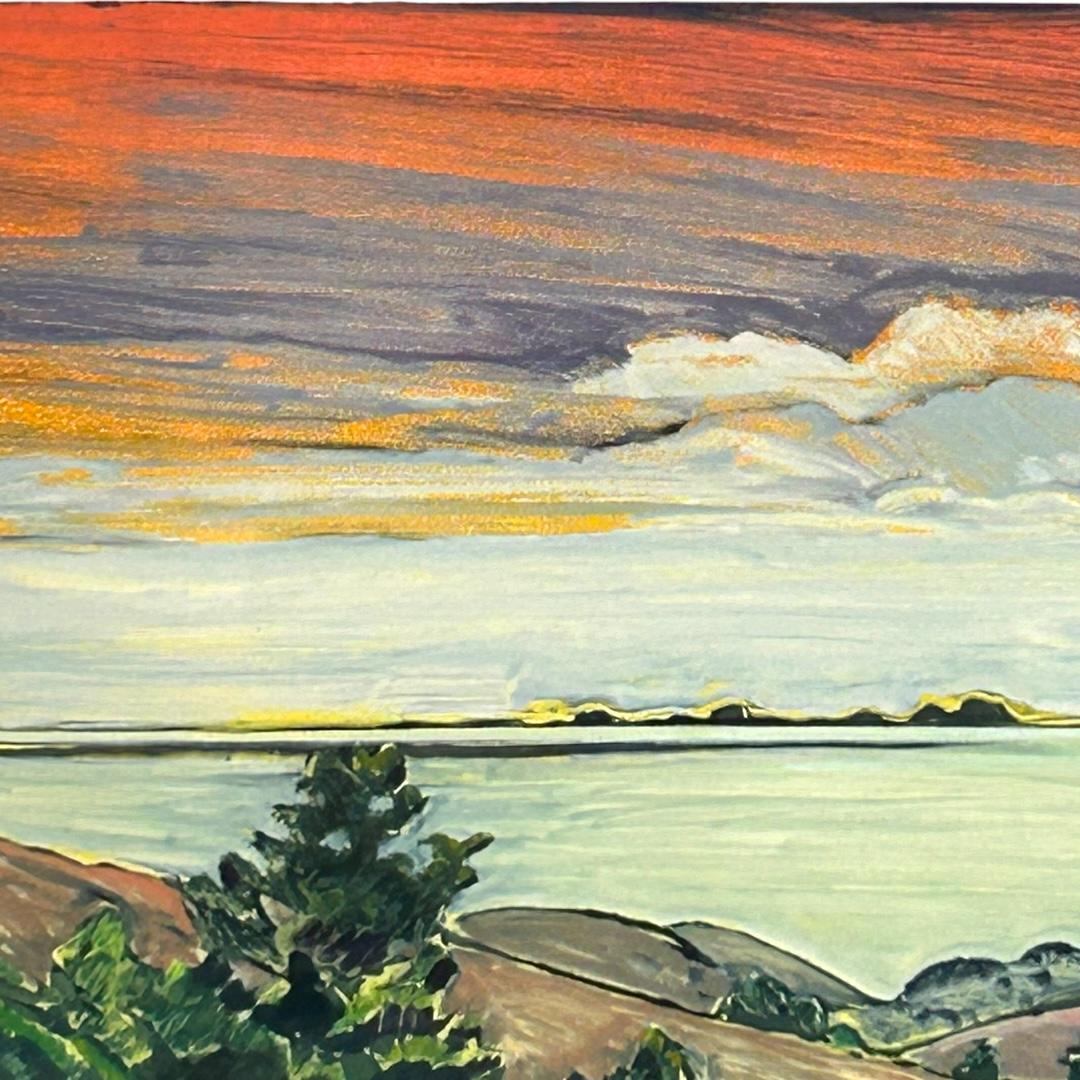 American Vintage Ann Hogle Original Watercolor Landscape “Falkland Island” For Sale