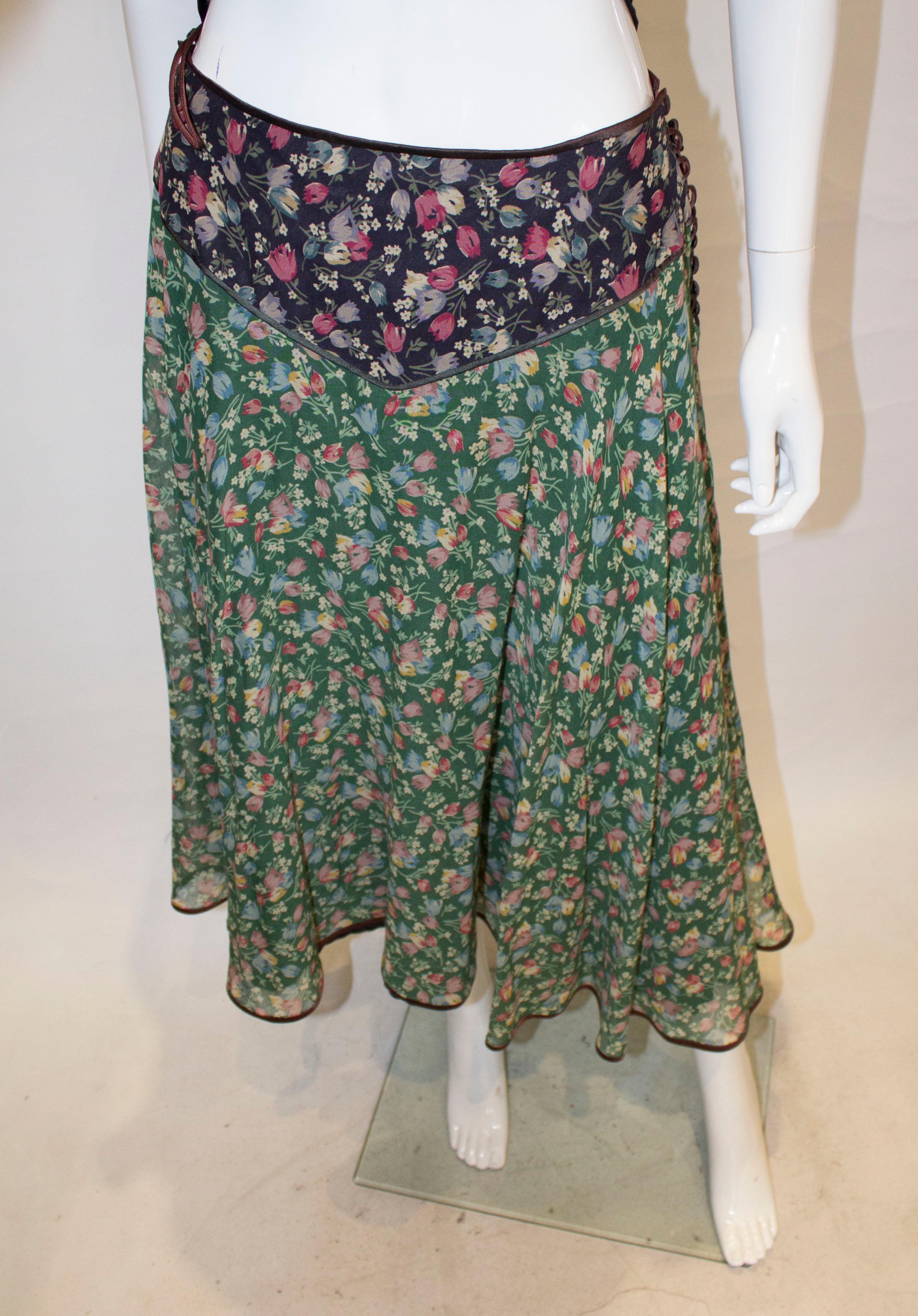 Black Vintage Anna Belinda Floral Skirt and Top