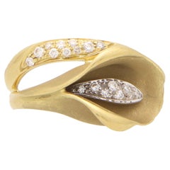 Vintage Annamaria Cammilli Diamond Lily Ring Set in 18k Yellow Gold