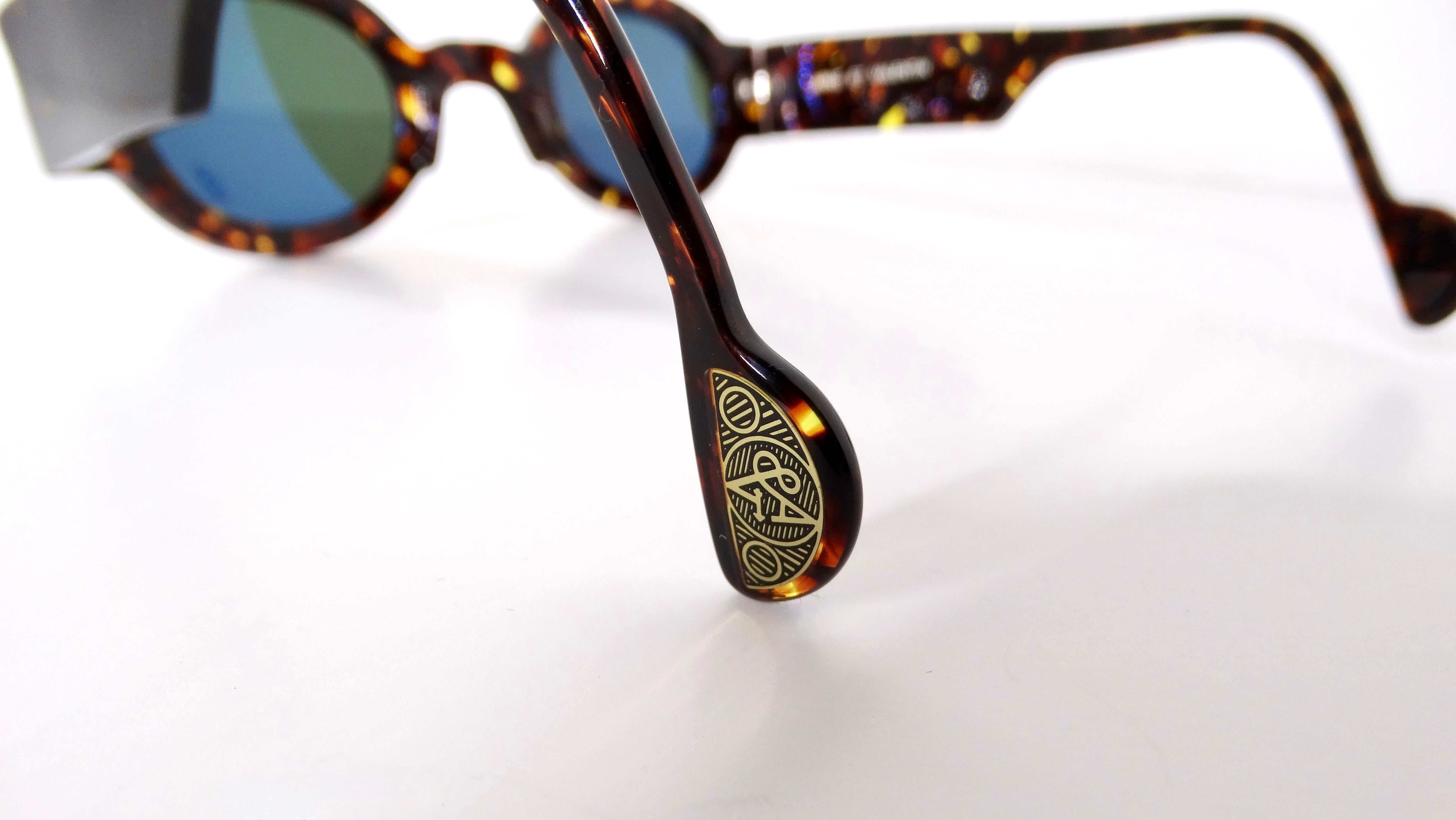 Women's Vintage Anne Et Valentin Round Tortoise Tinted Sunglasses For Sale