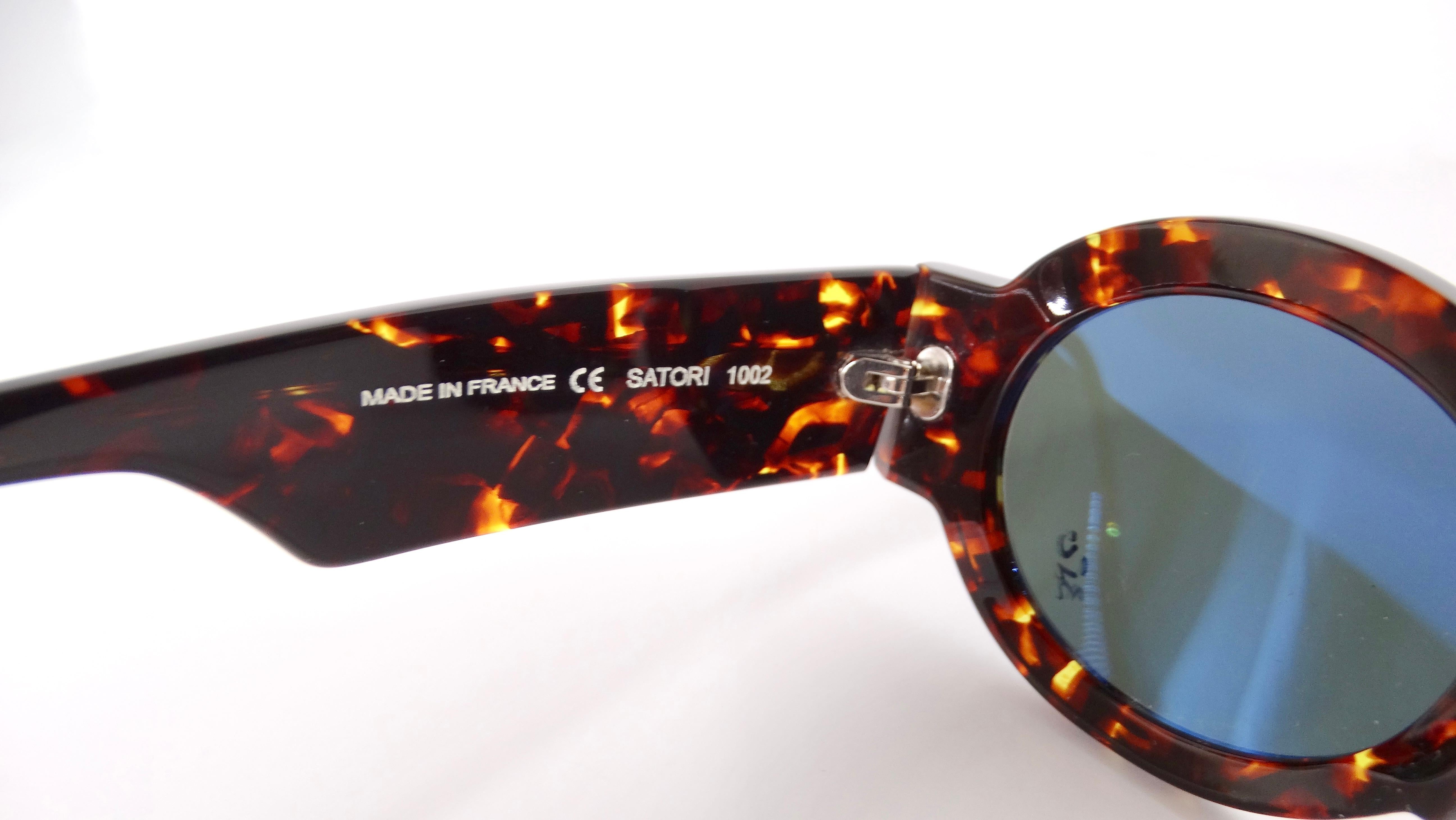 Vintage Anne Et Valentin Round Tortoise Tinted Sunglasses For Sale 1