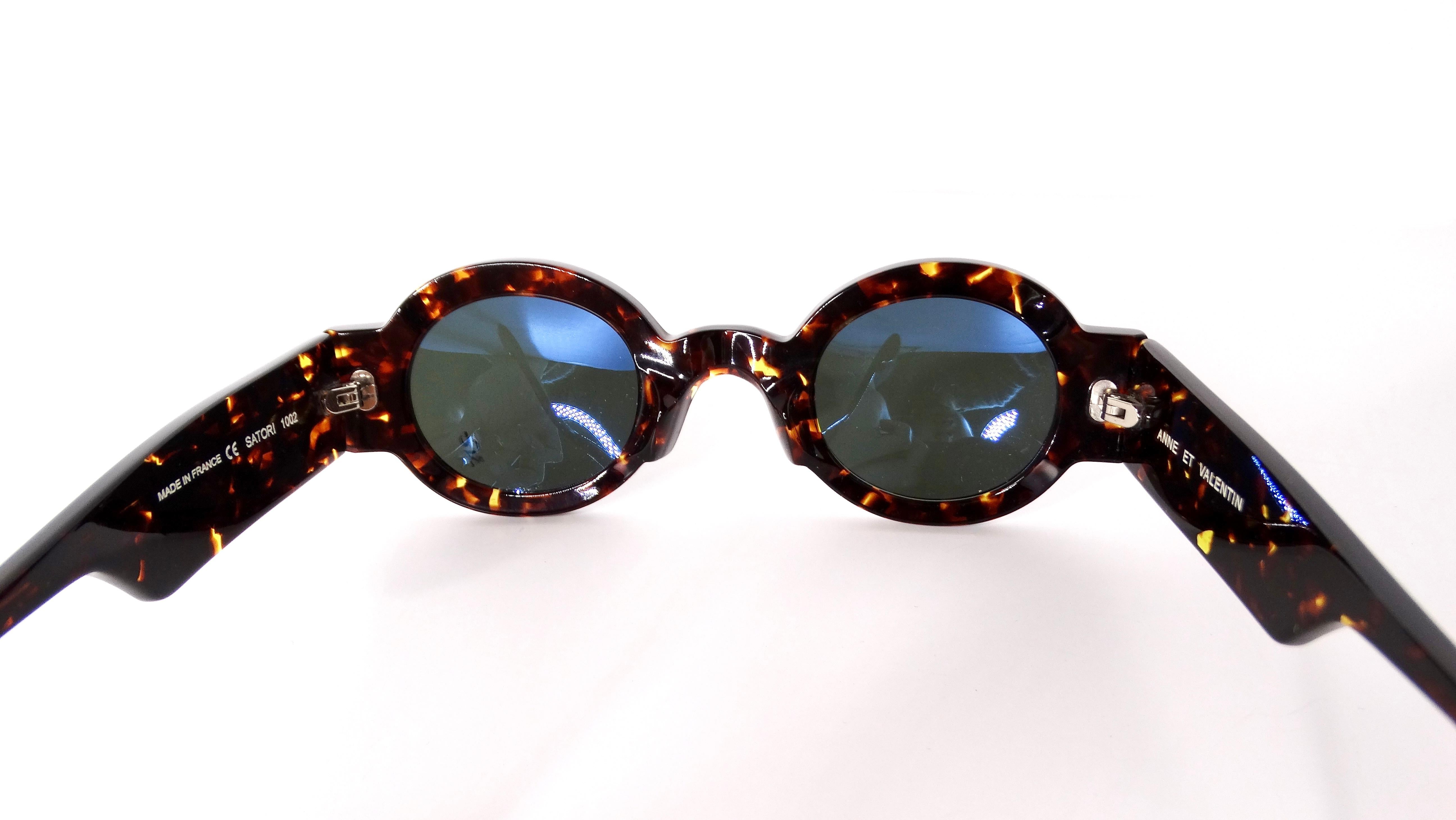 Vintage Anne Et Valentin Round Tortoise Tinted Sunglasses For Sale 2