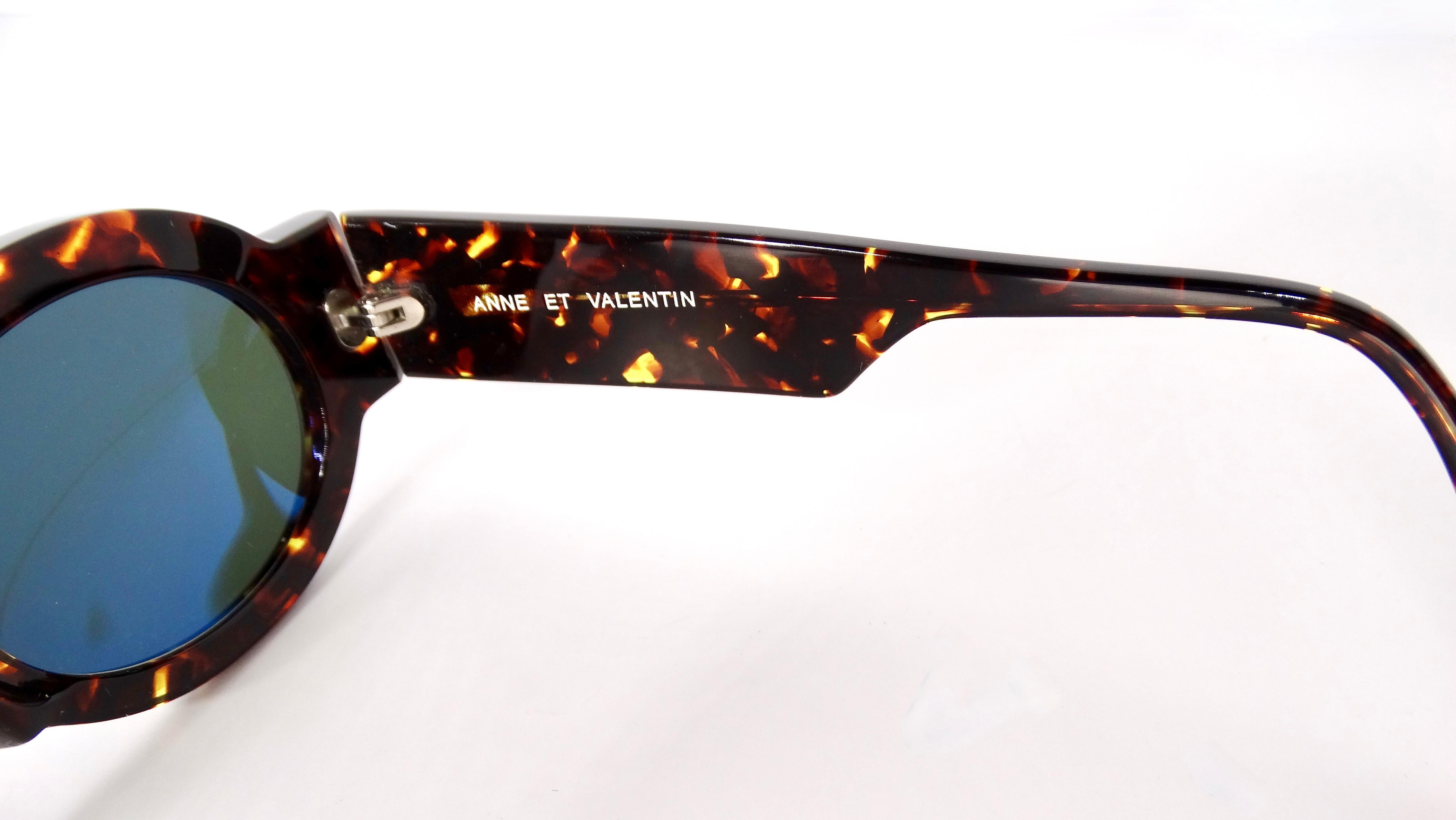 Vintage Anne Et Valentin Round Tortoise Tinted Sunglasses For Sale 3