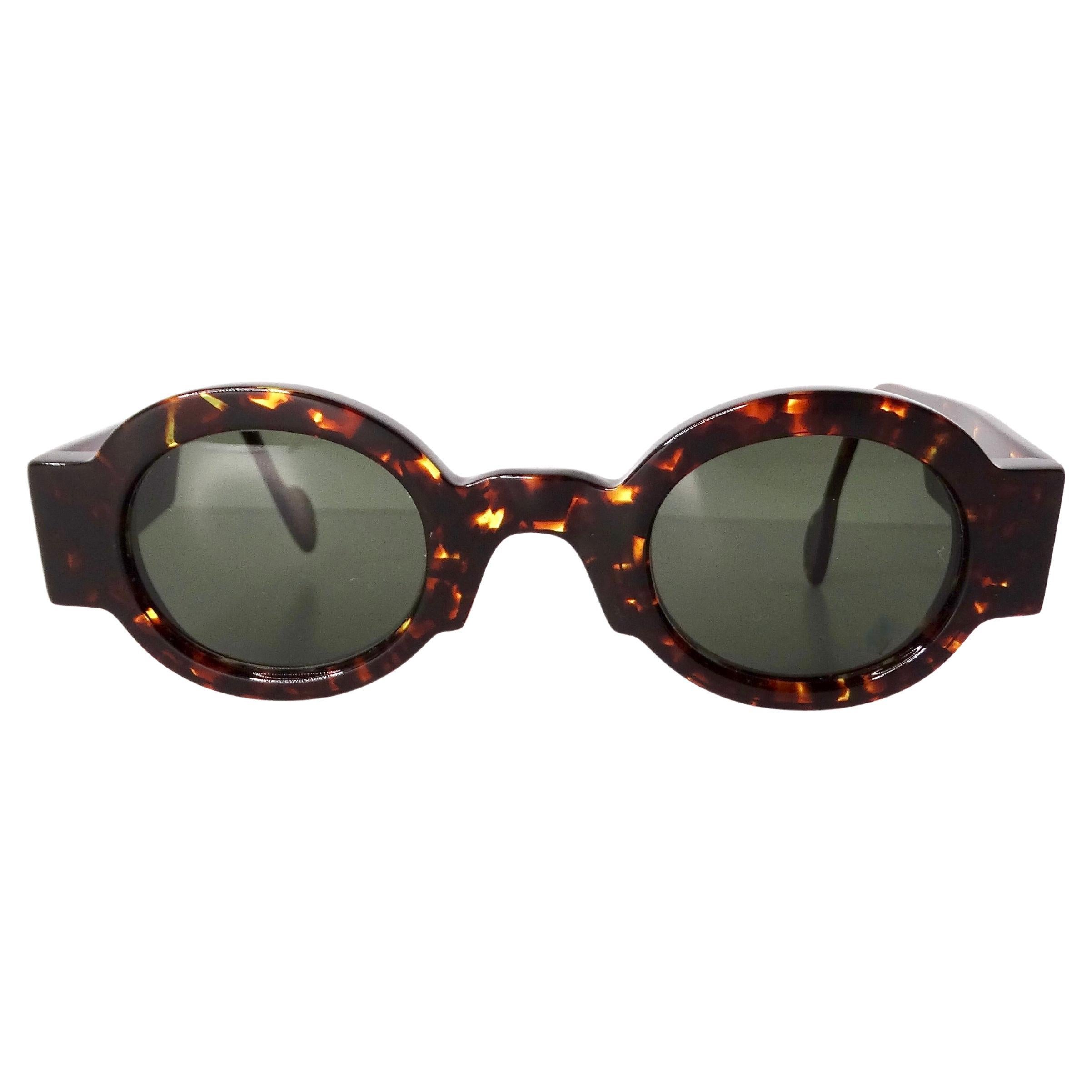 Vintage Anne Et Valentin Round Tortoise Tinted Sunglasses For Sale