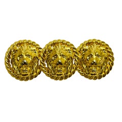Vintage ANNE KLEIN AK gold tone lions head designer brooch