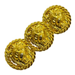 Vintage ANNE KLEIN AK gold tone lions head designer brooch