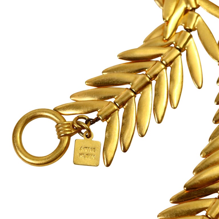 Vintage Anne Klein Arrow like Gold Tone Long Necklace For Sale 6