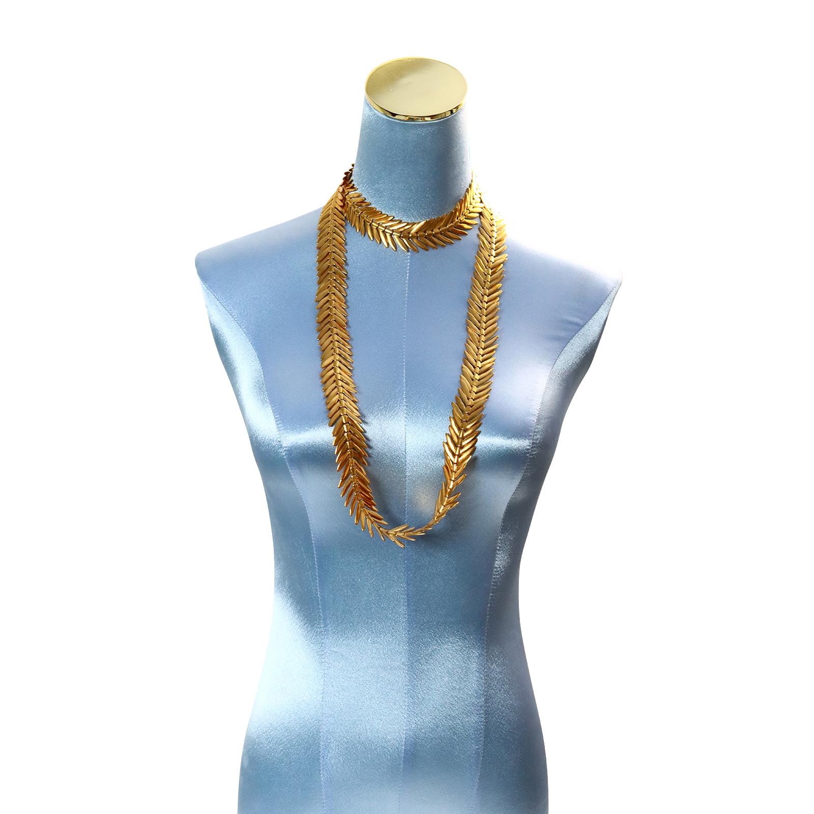 Artist Vintage Anne Klein Gold Tone Long Necklace Circa 1980s