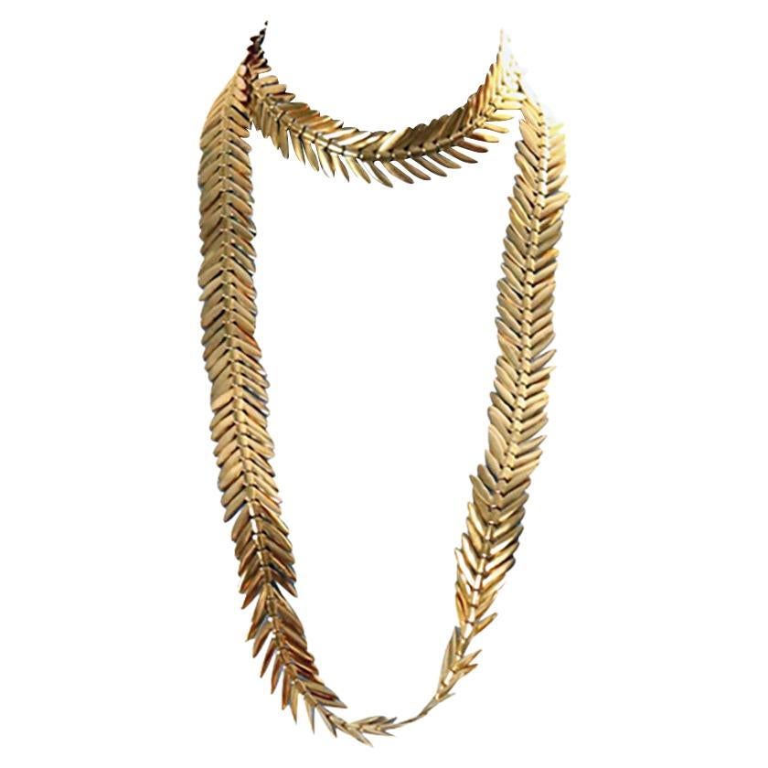 Vintage Anne Klein Gold Tone Long Necklace Circa 1980s