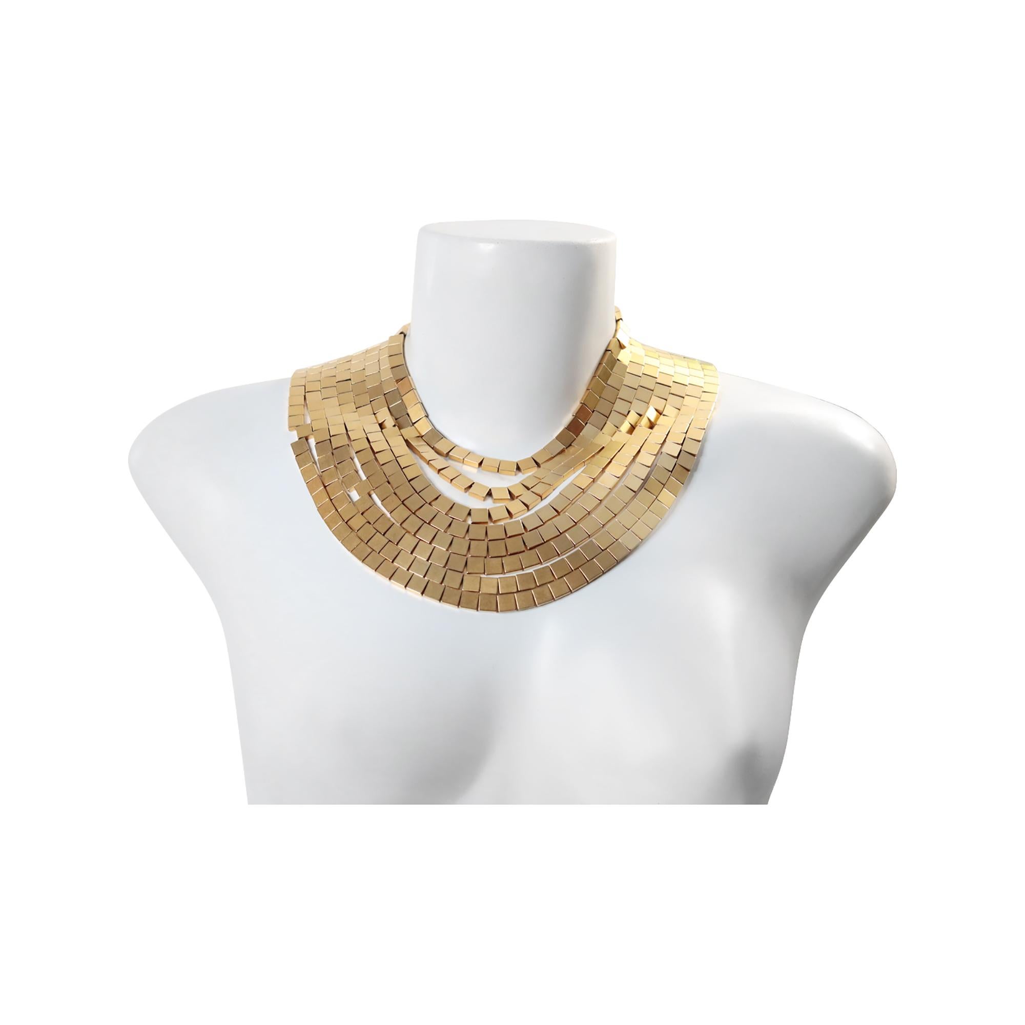 da uomo o donna Vintage Anne Klein Couture - Collana a 8 fili in tonalità oro - circa anni '80 in vendita