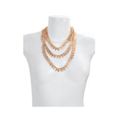 Vintage Anne Klein Couture Gold Tone Long Necklace Circa 1980s