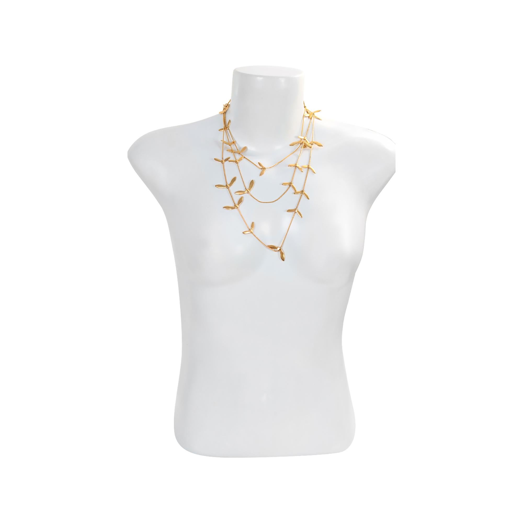 Collar largo vintage Anne Klein Couture en tono dorado Circa años 80 Moderno en venta